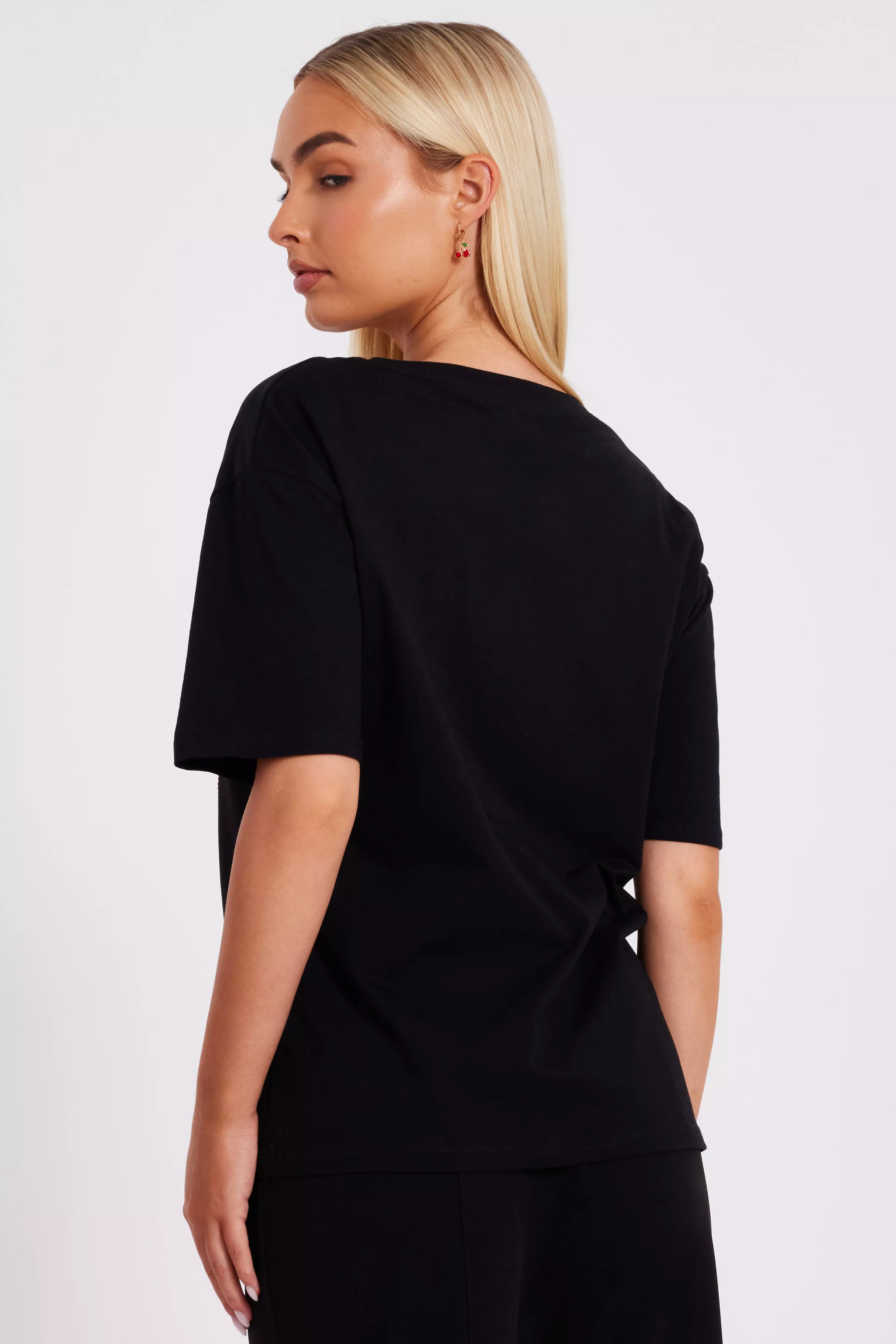 Black Cherry Print Boxy Top