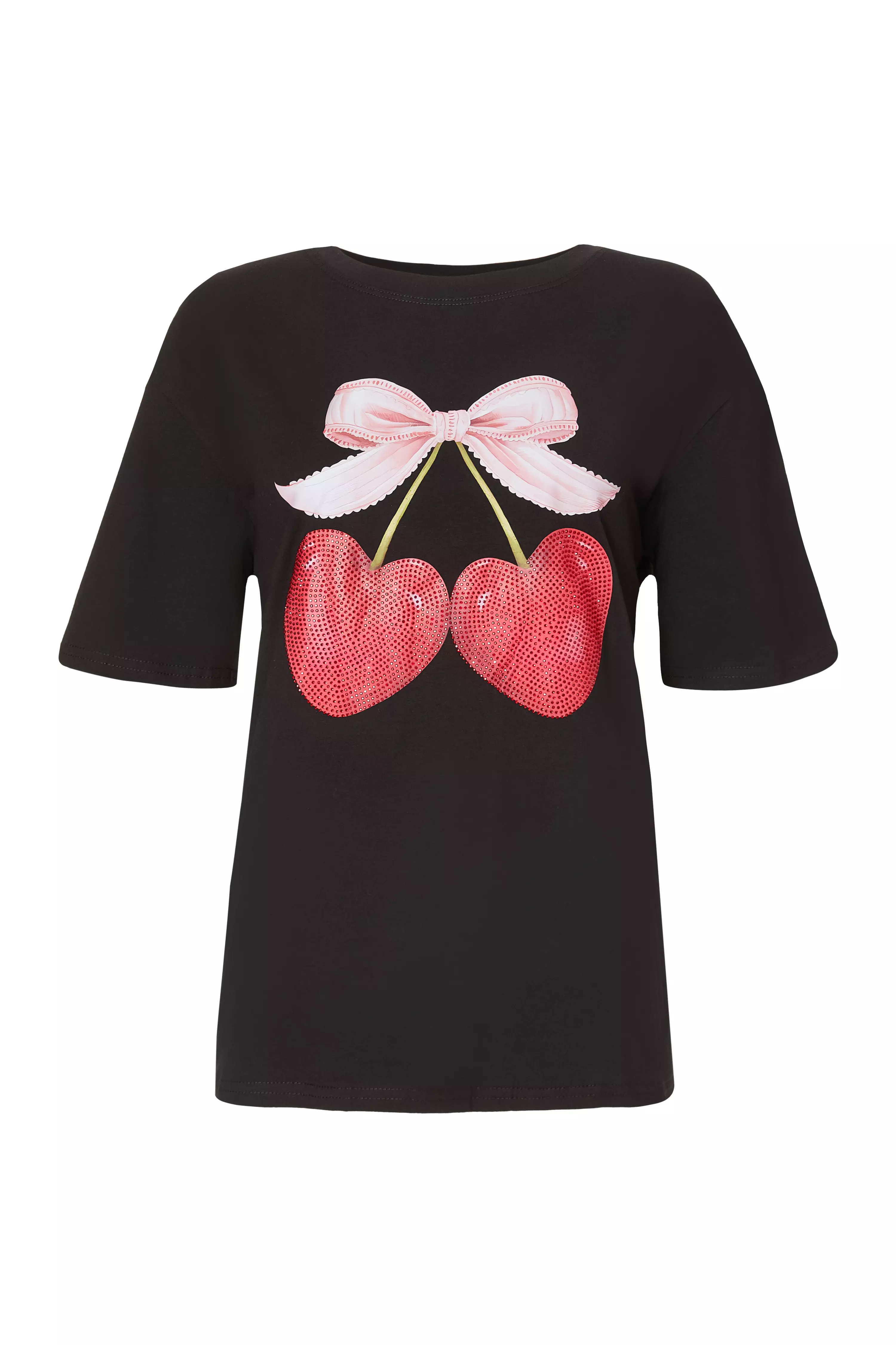 Black Cherry Print Boxy Top