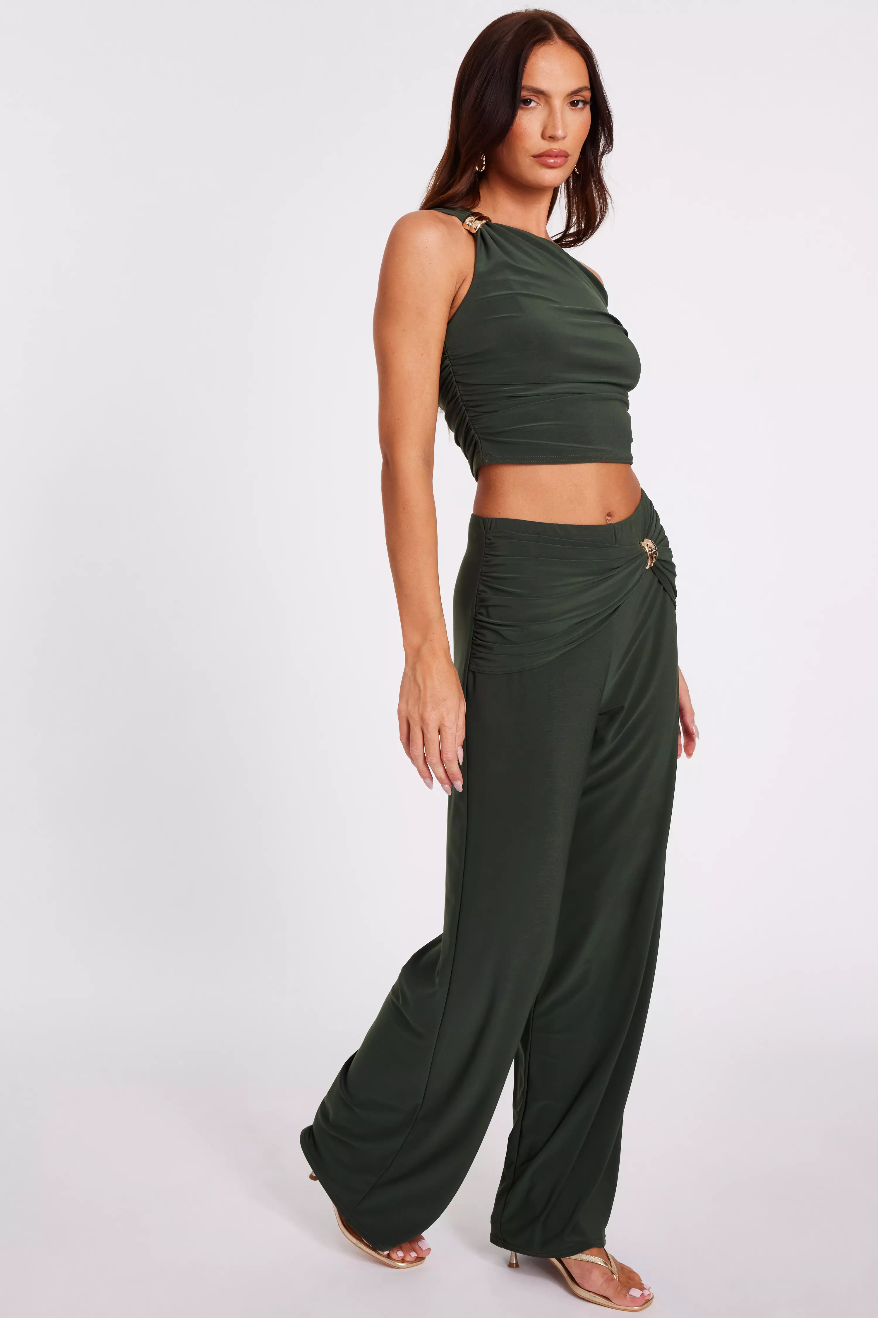 Khaki Drop Sleeve Top