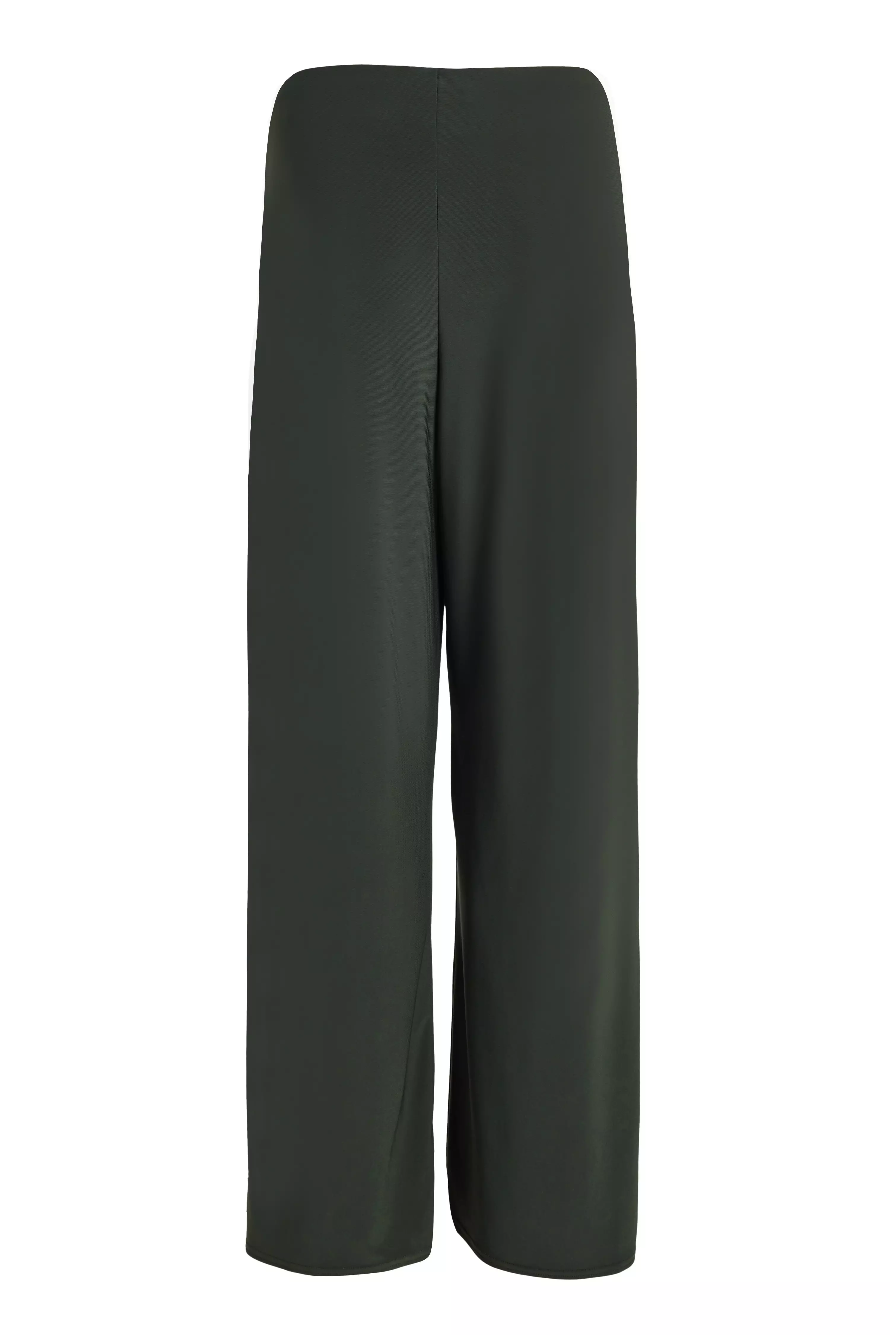 Khaki Buckle Wide Leg Trousers