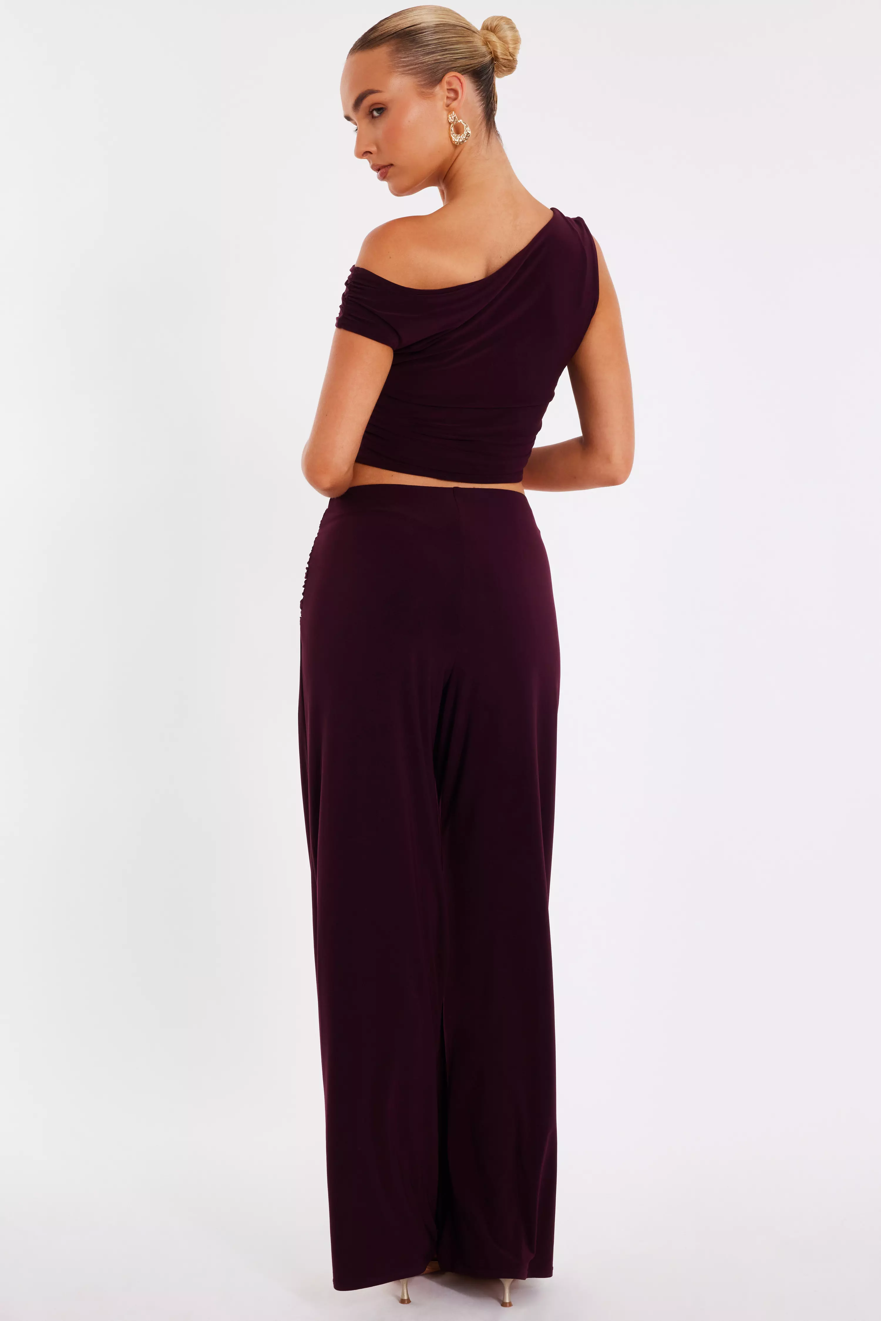 Plum Buckle Wide Leg Trousers
