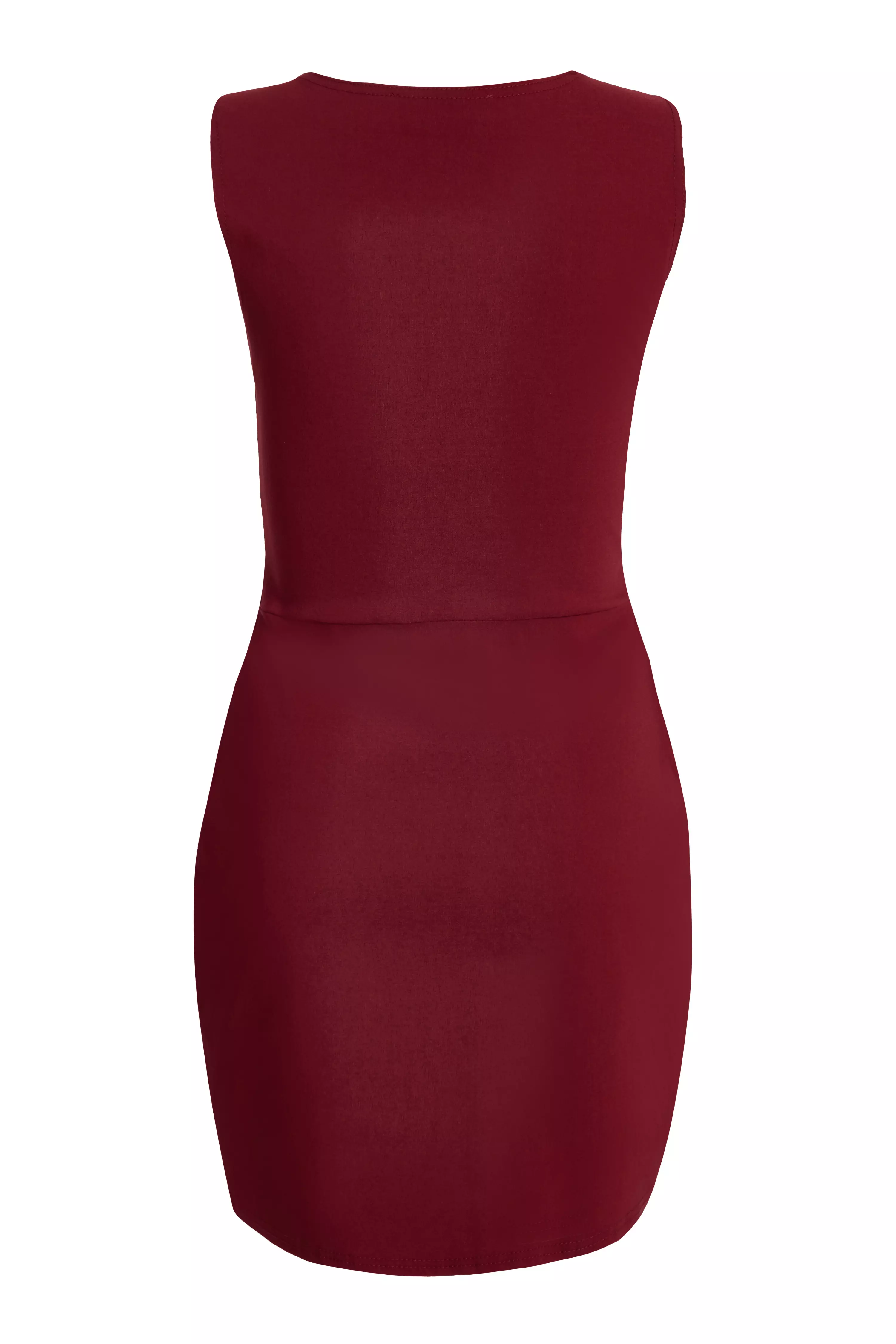 Dark Red Square Neck Mini Dress
