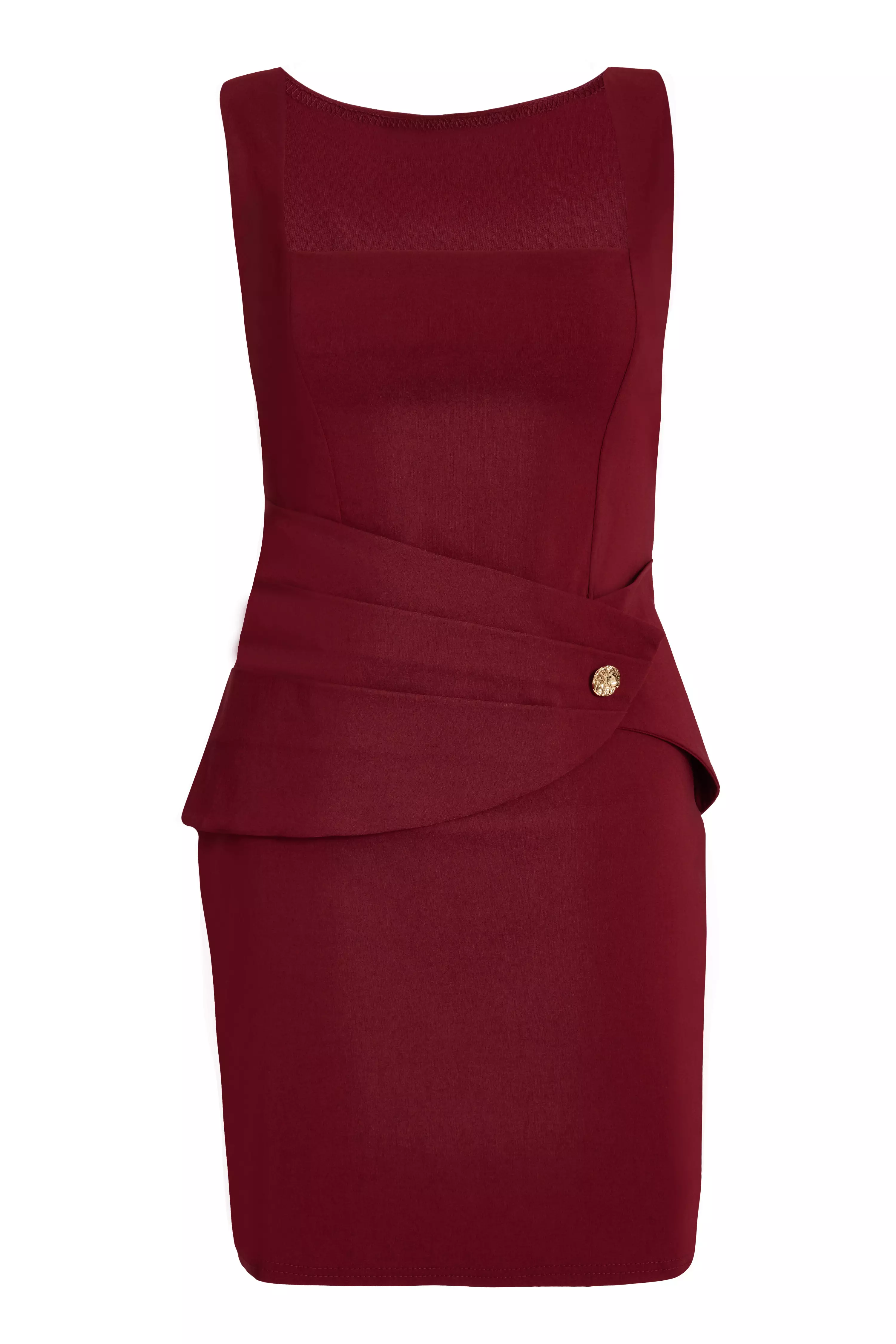Dark Red Square Neck Mini Dress