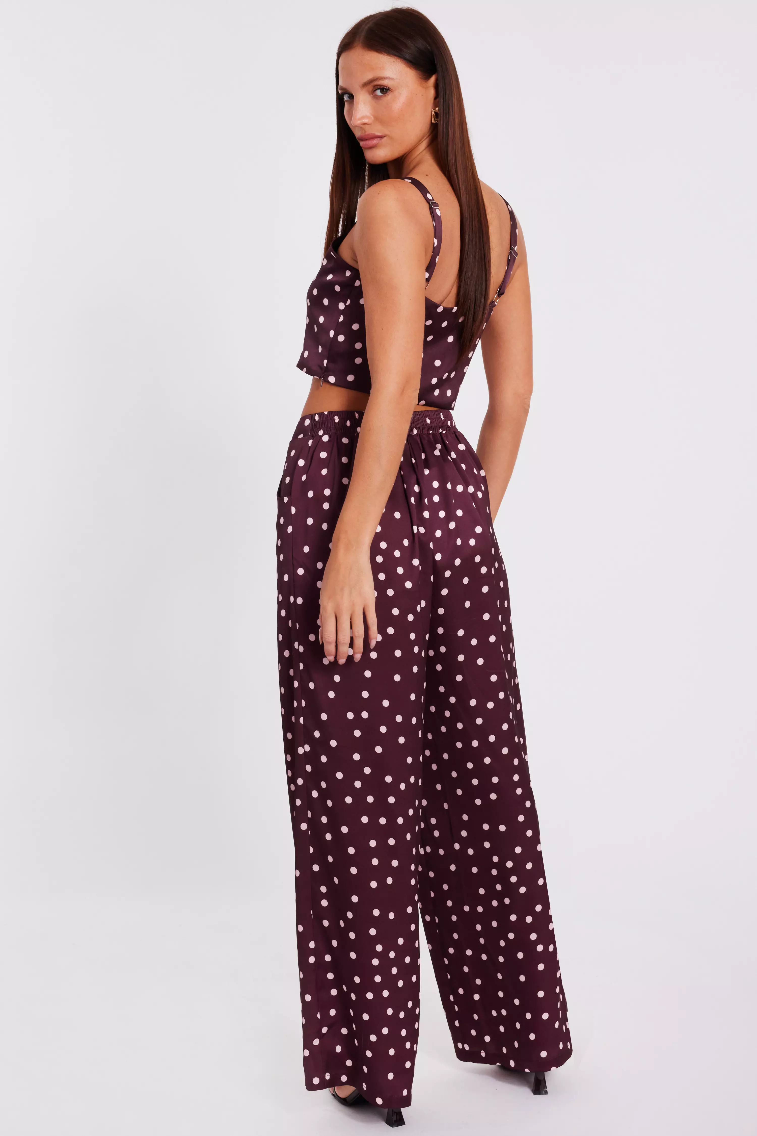Dark Red Polka Dot Trousers