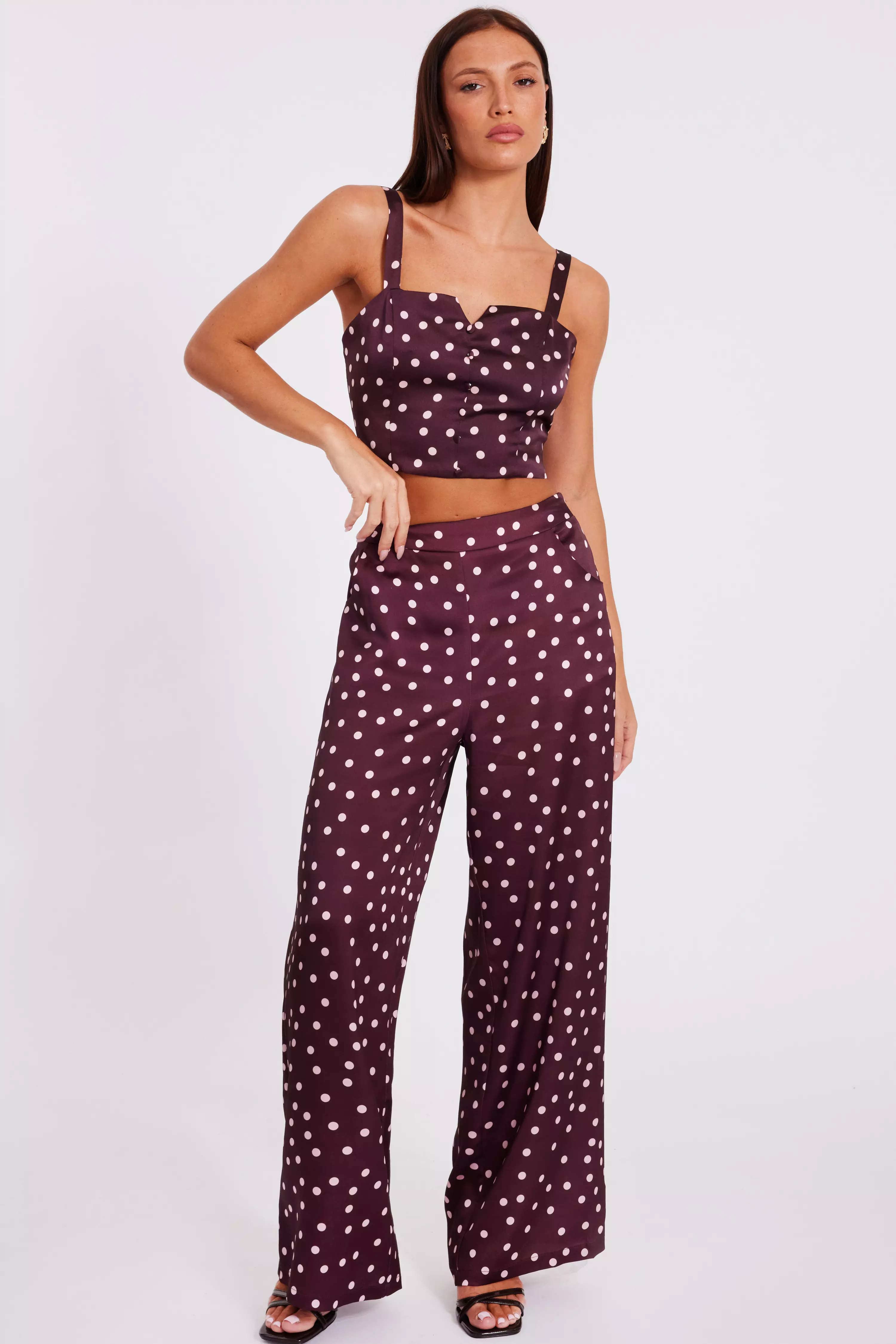 Dark Red Polka Dot Trousers