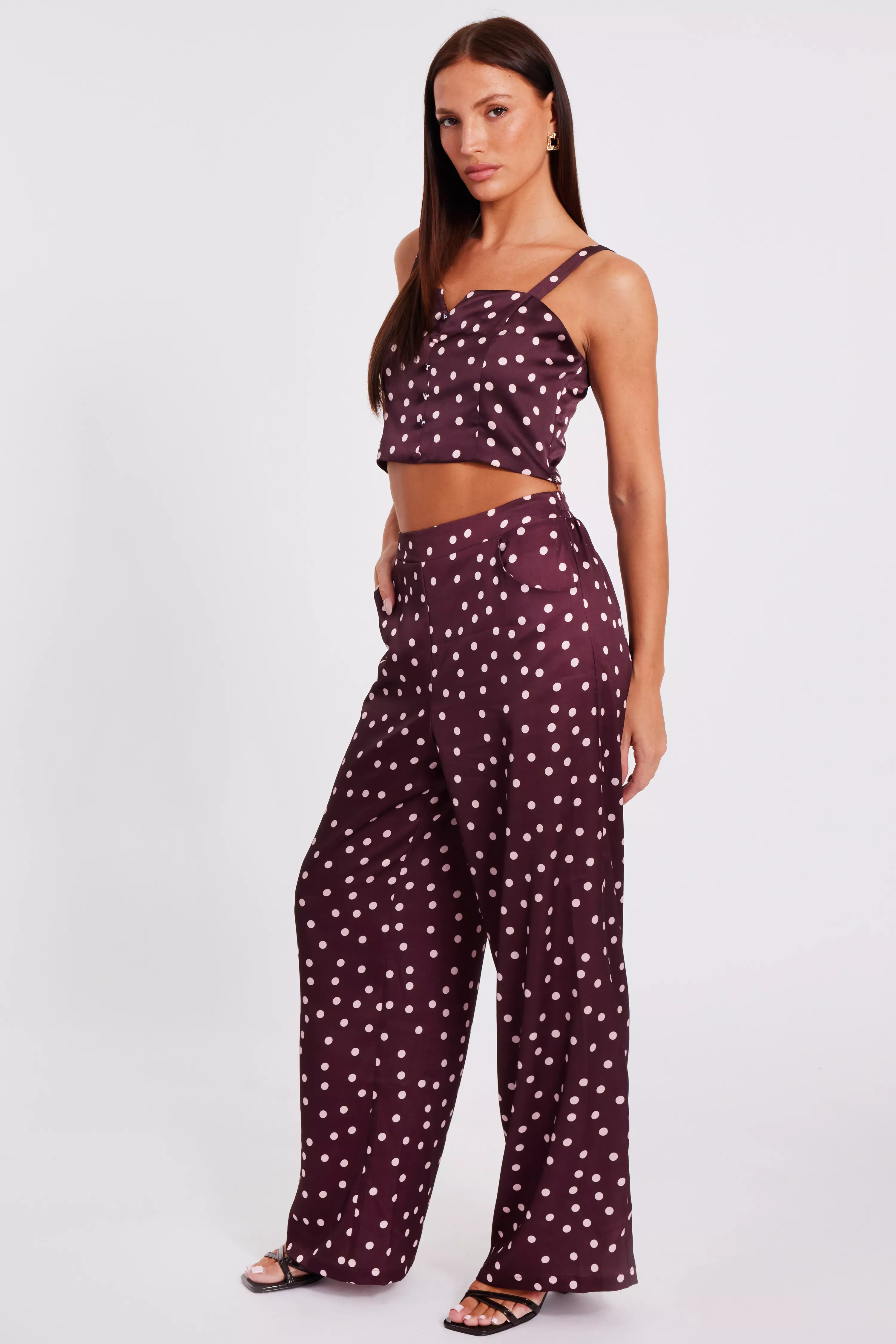 Dark Red Polka Dot Trousers