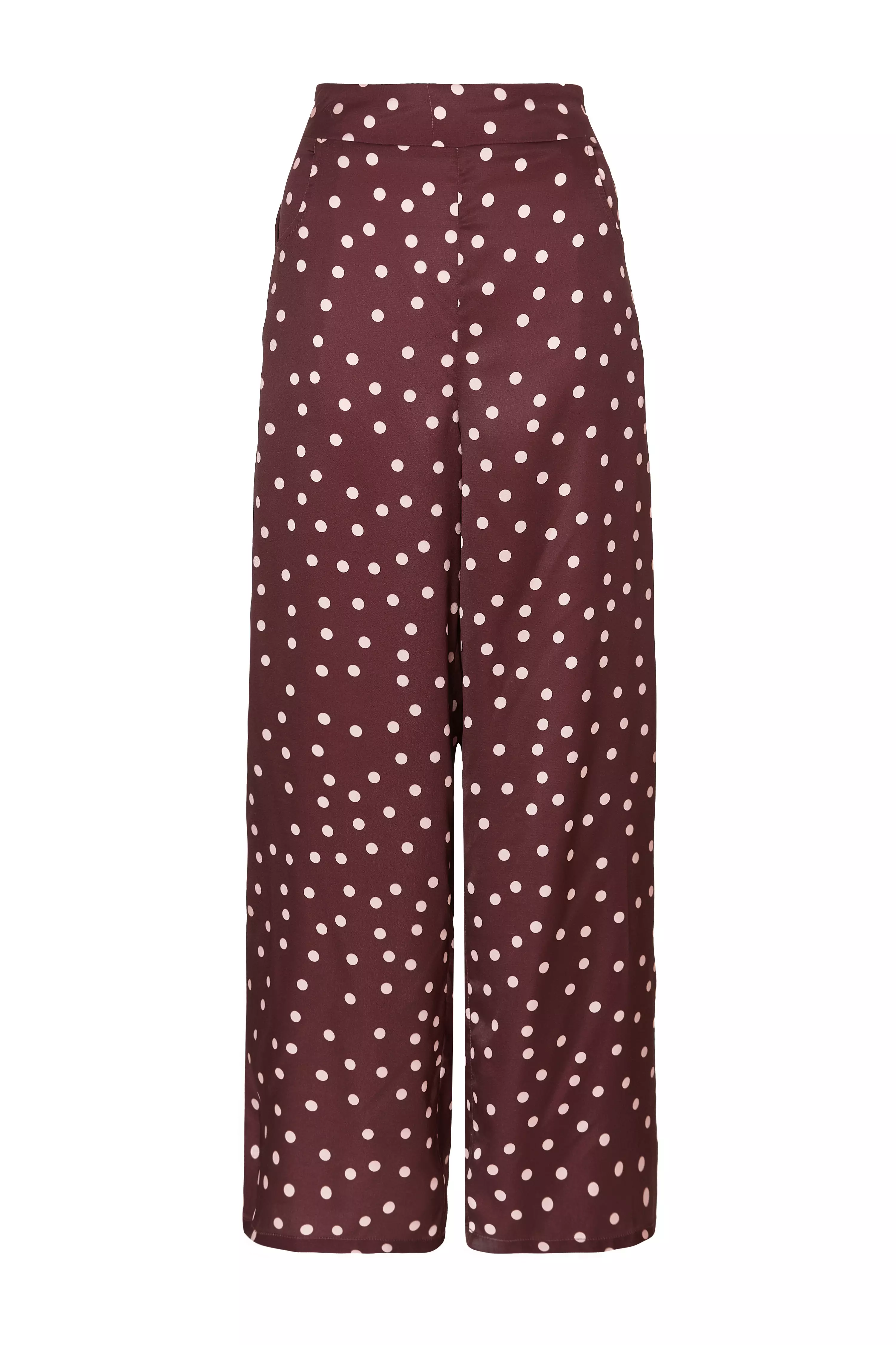 Dark Red Polka Dot Trousers