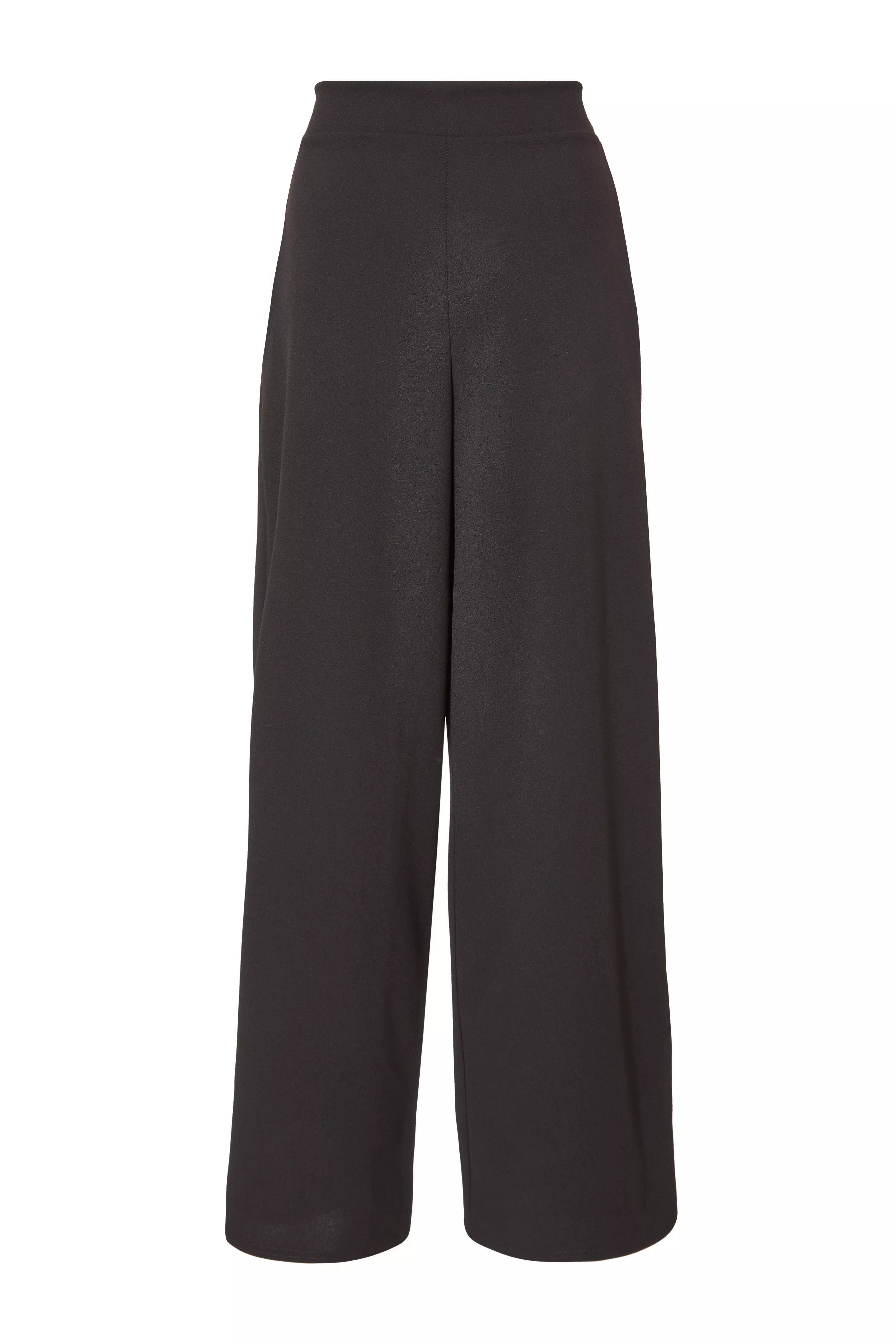 Black Buckle Front Palazzo Trouser