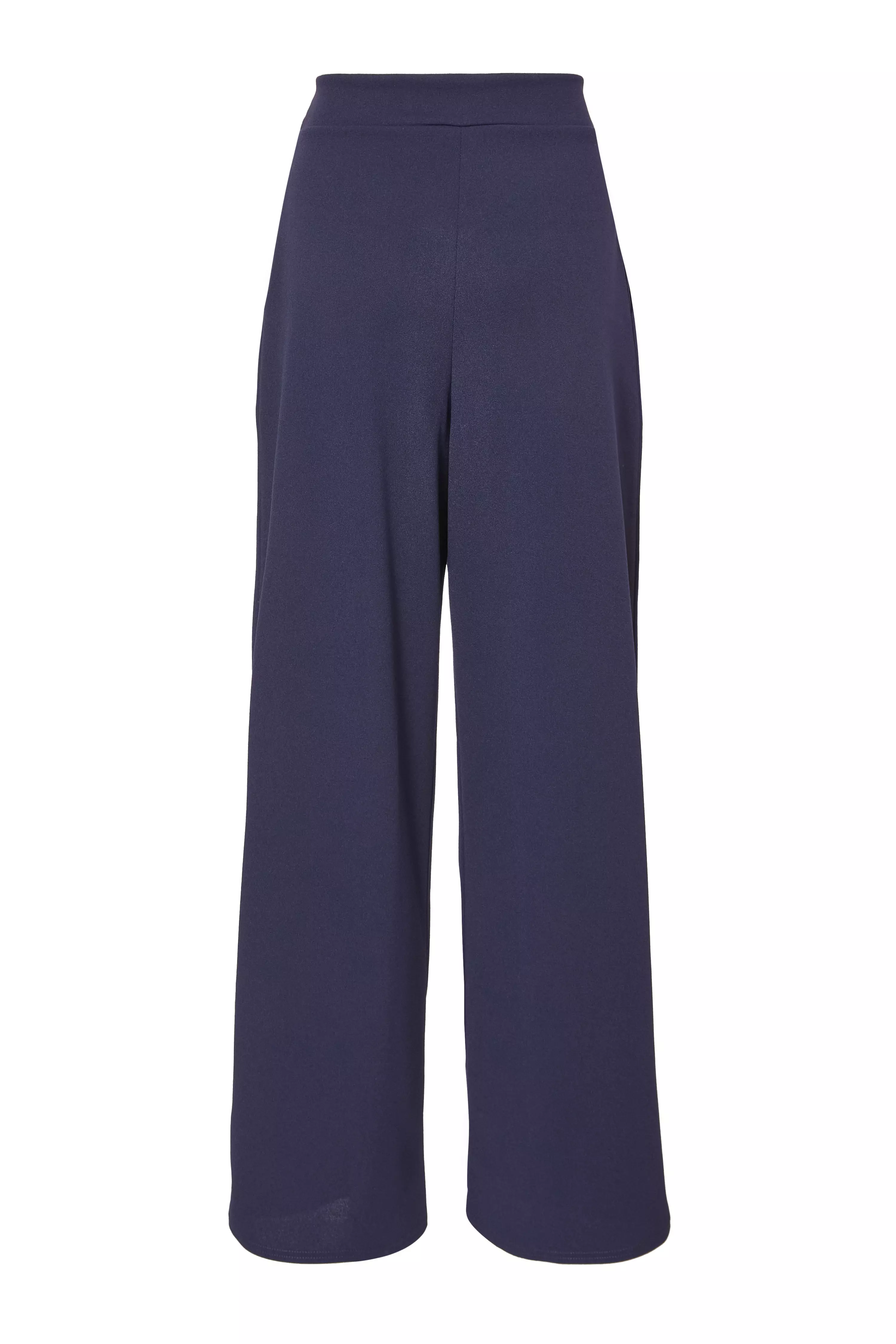 Navy Buckle Palazzo Trousers