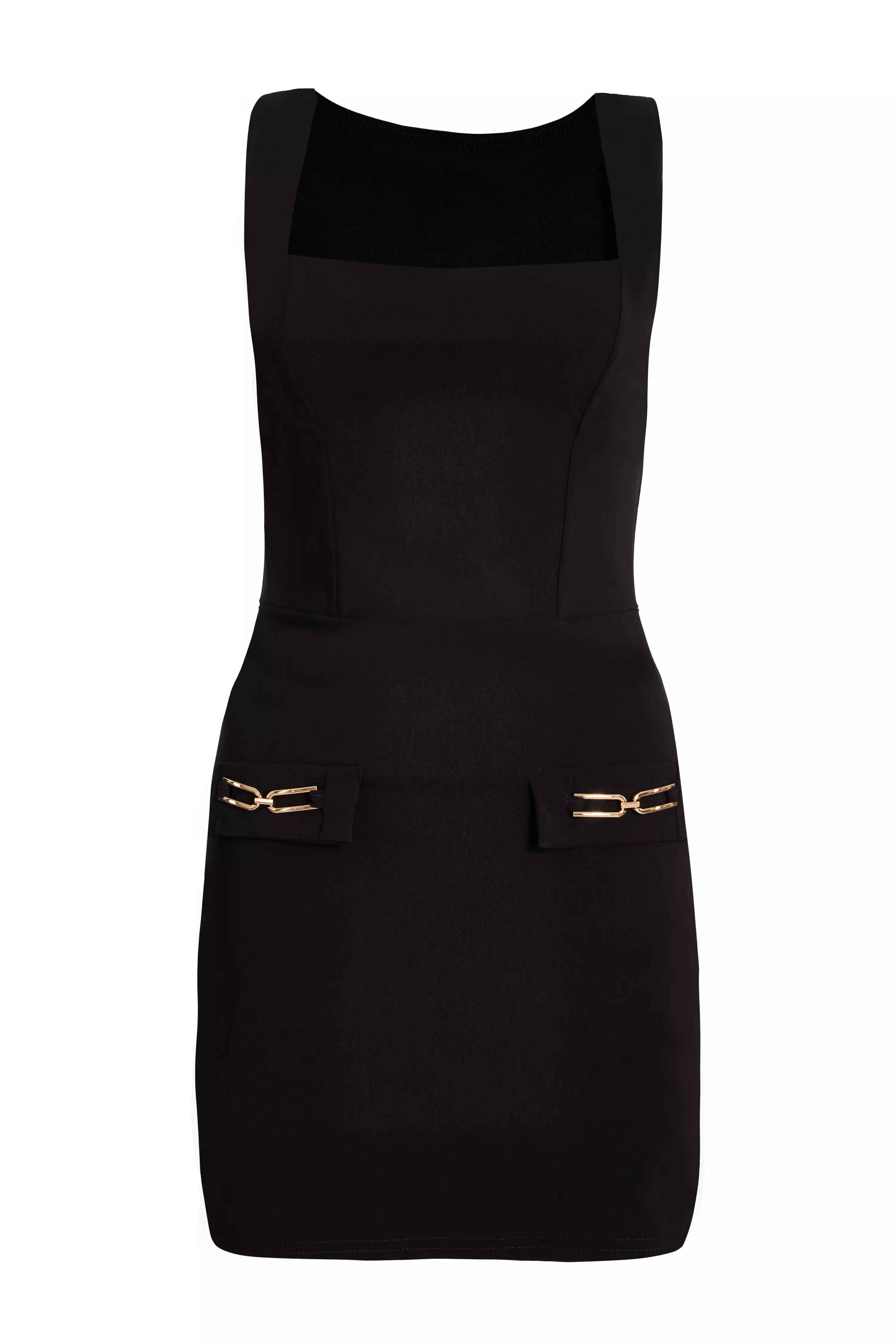 Black Pocket Detail Mini Dress