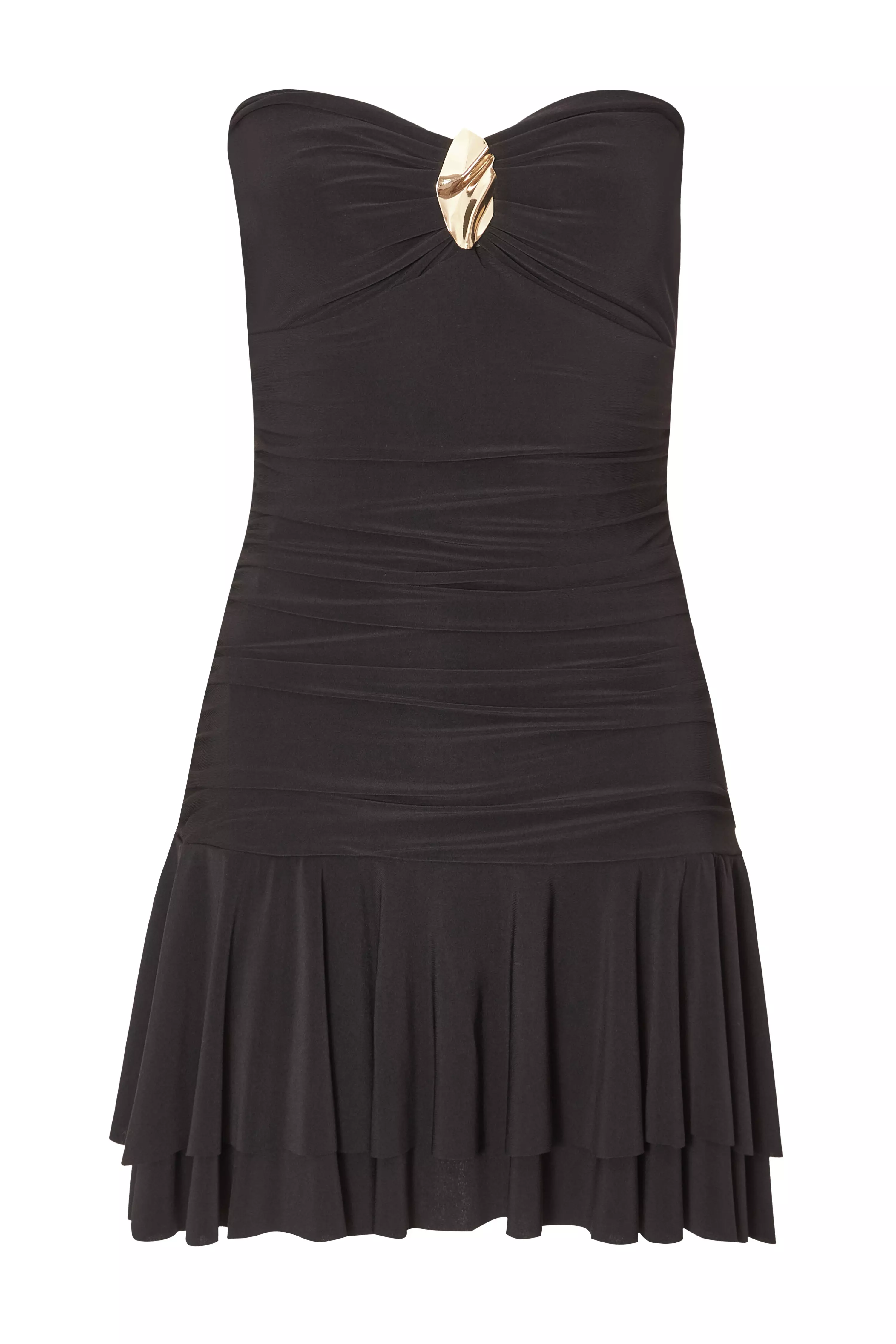 Black Frill Hem Mini Dress