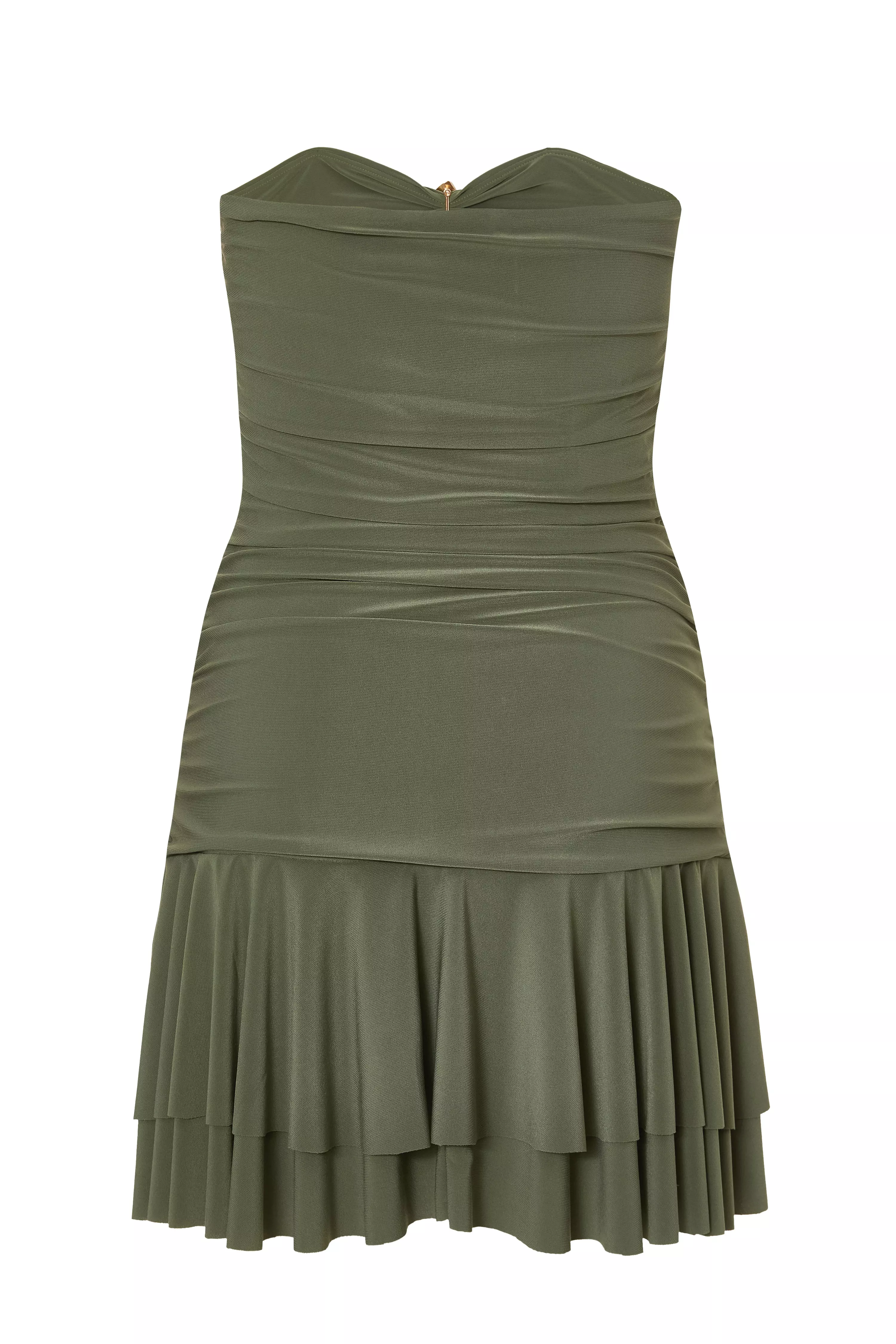 Khaki Frill Hem Mini Dress