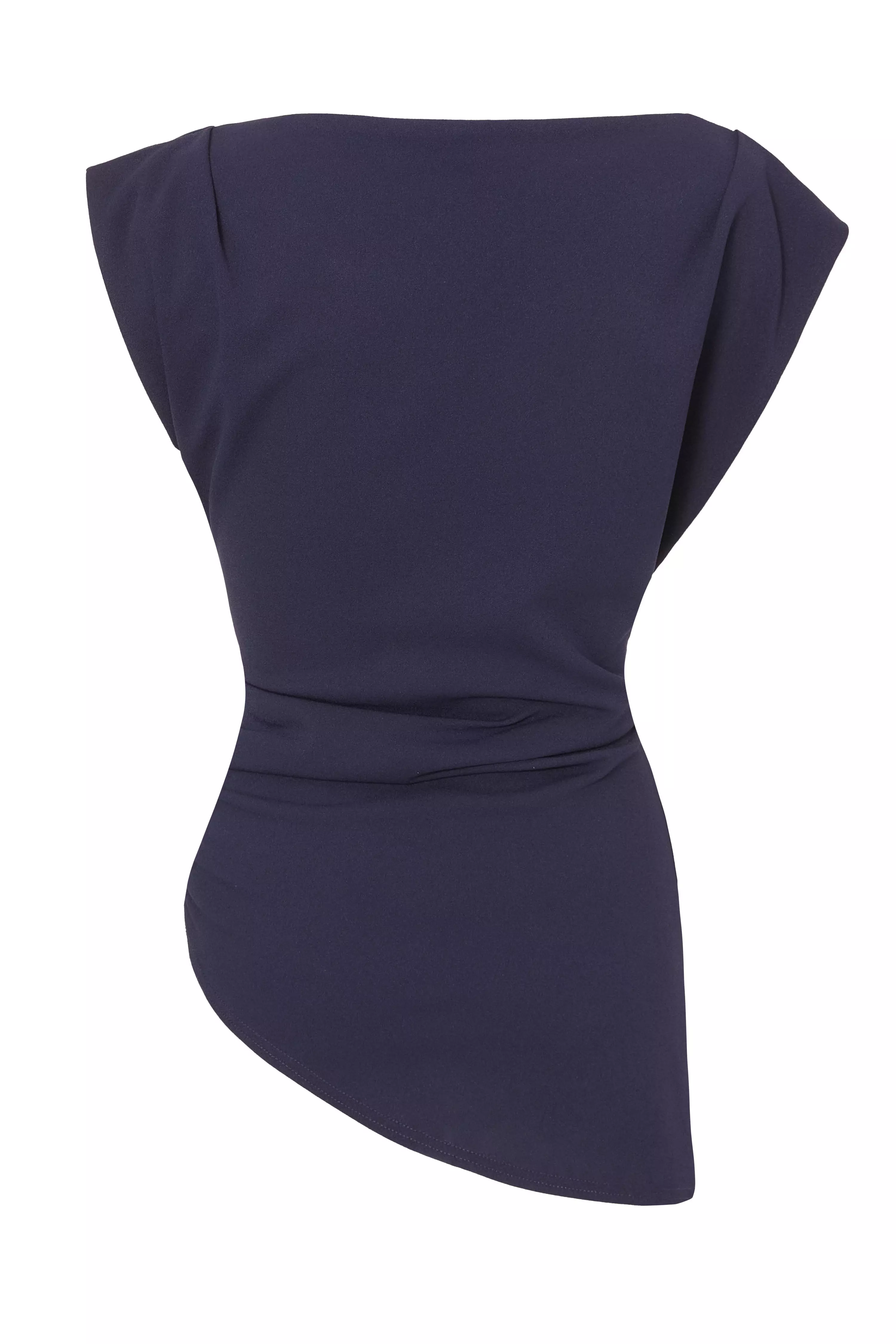 Navy Asymmetric Boat Neck Top