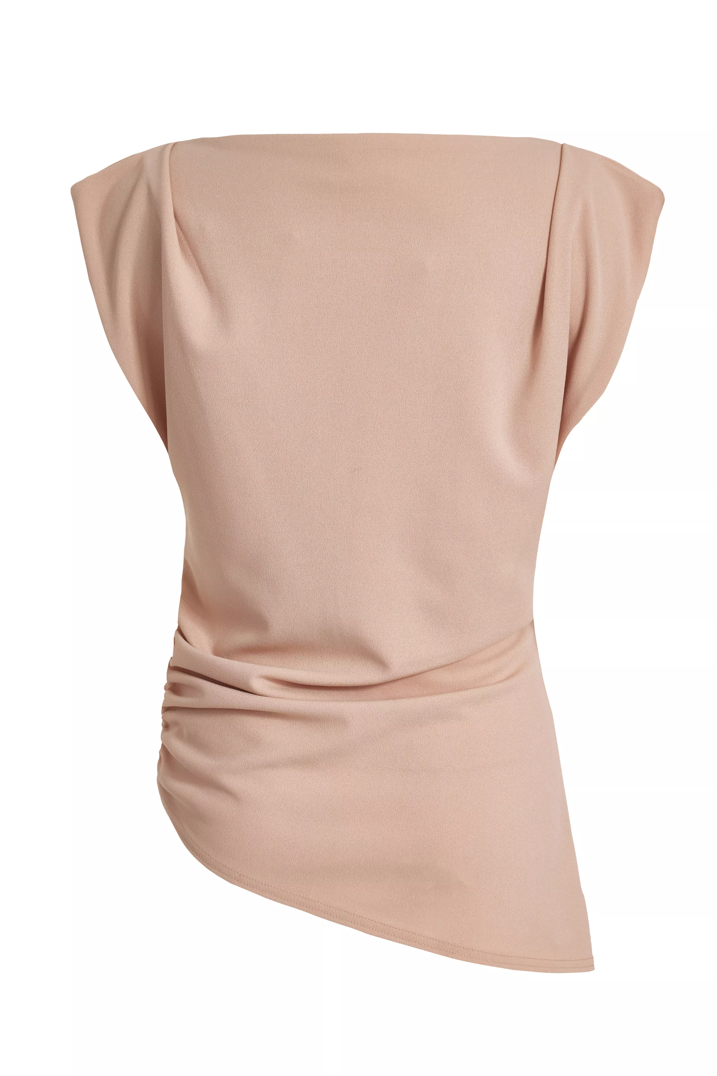Stone Asymmetric Boat Neck Top