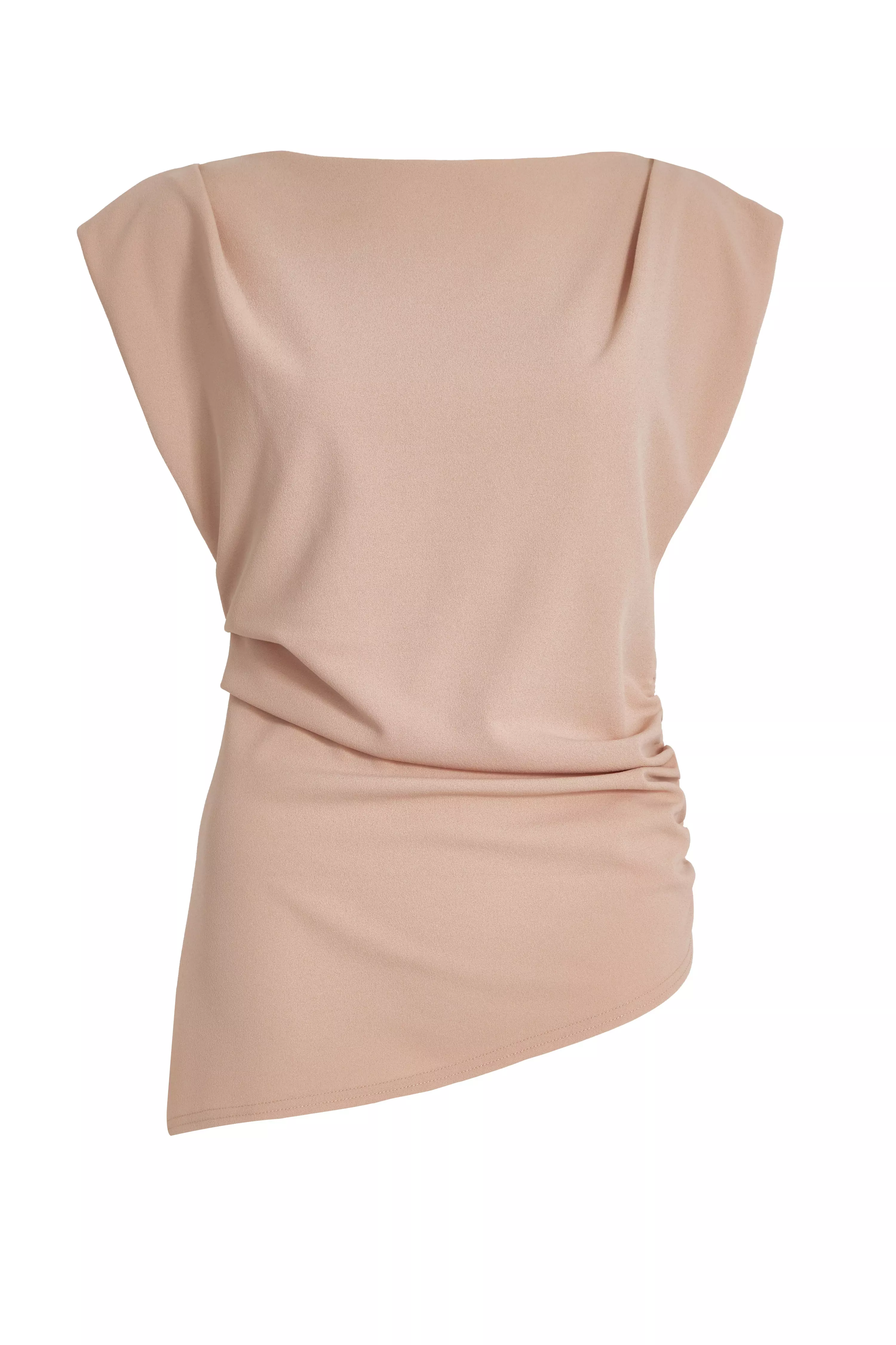 Stone Asymmetric Boat Neck Top