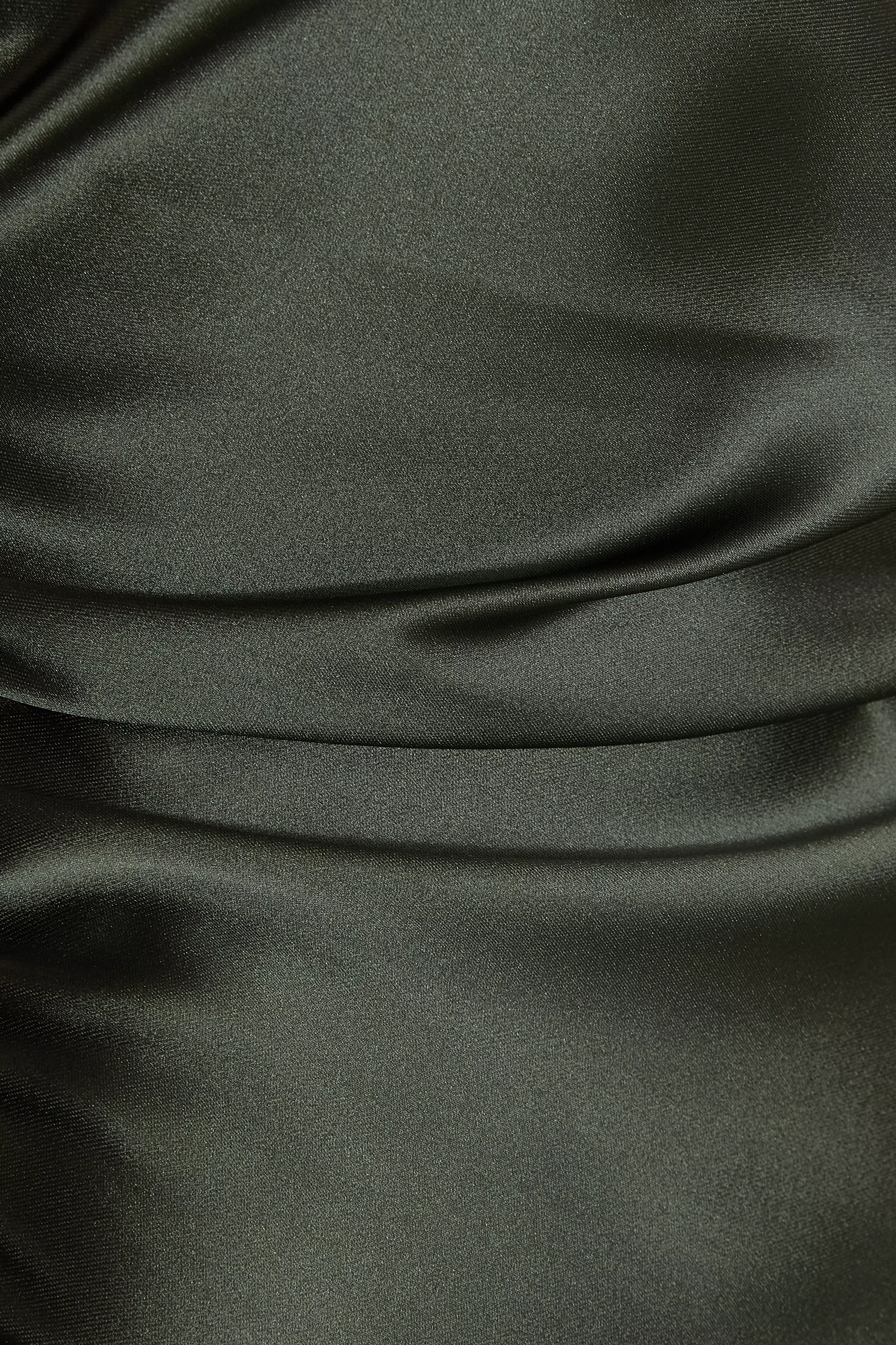 Petite Olive Satin Ruched Midaxi Dress