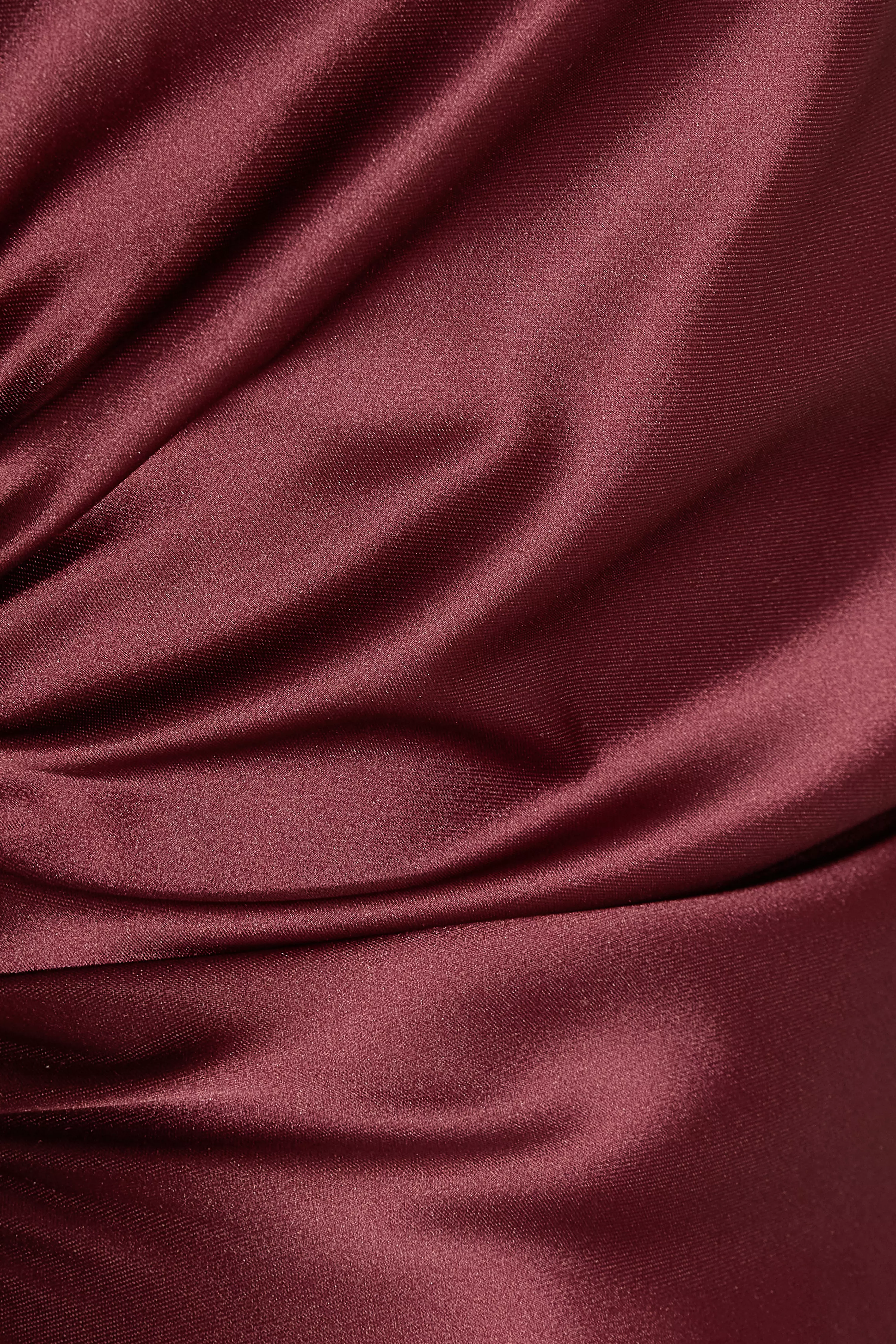 Petite Dark Red Satin Ruched Midaxi Dress