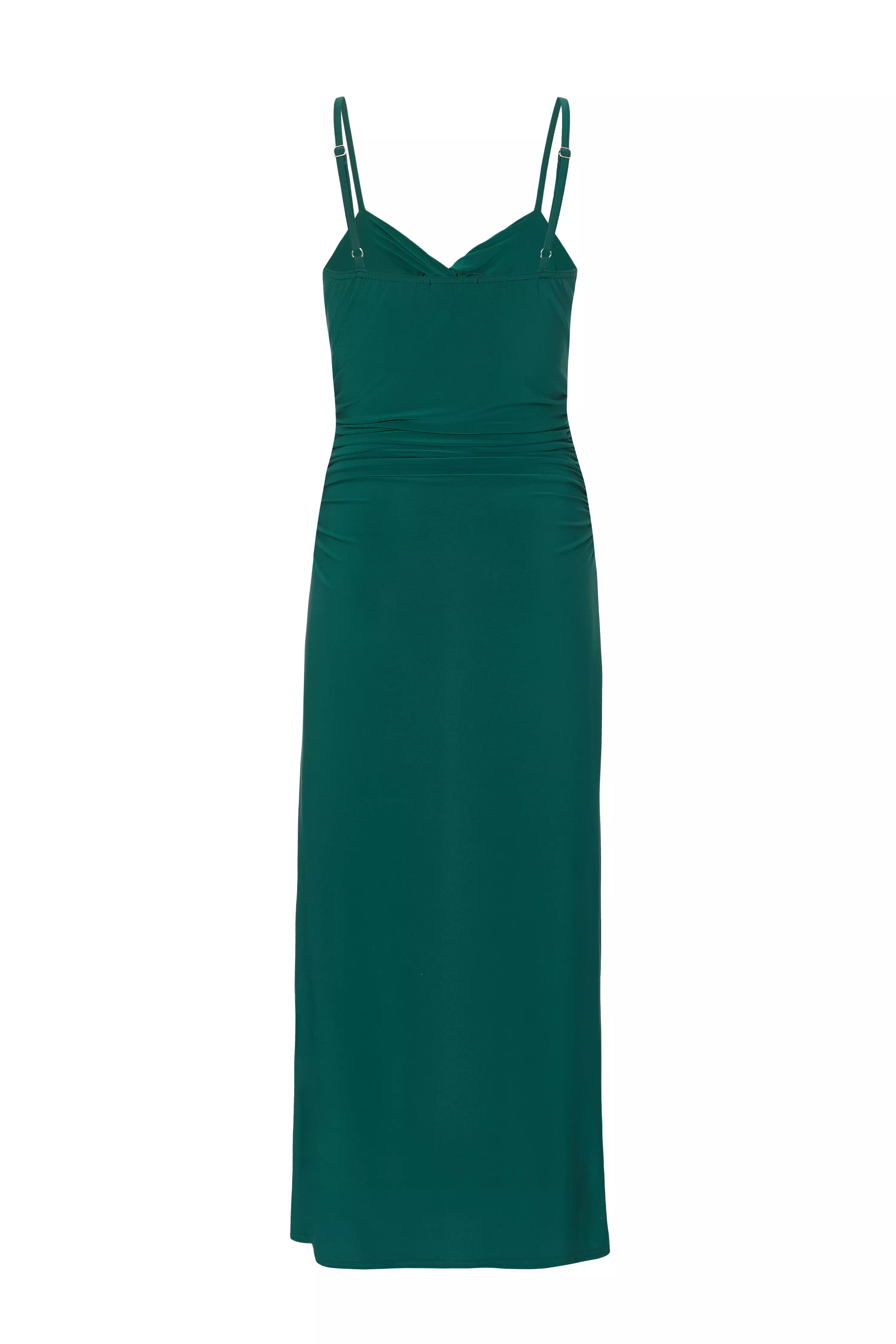 Petite Bottle Green Knot Detail Midaxi Dress