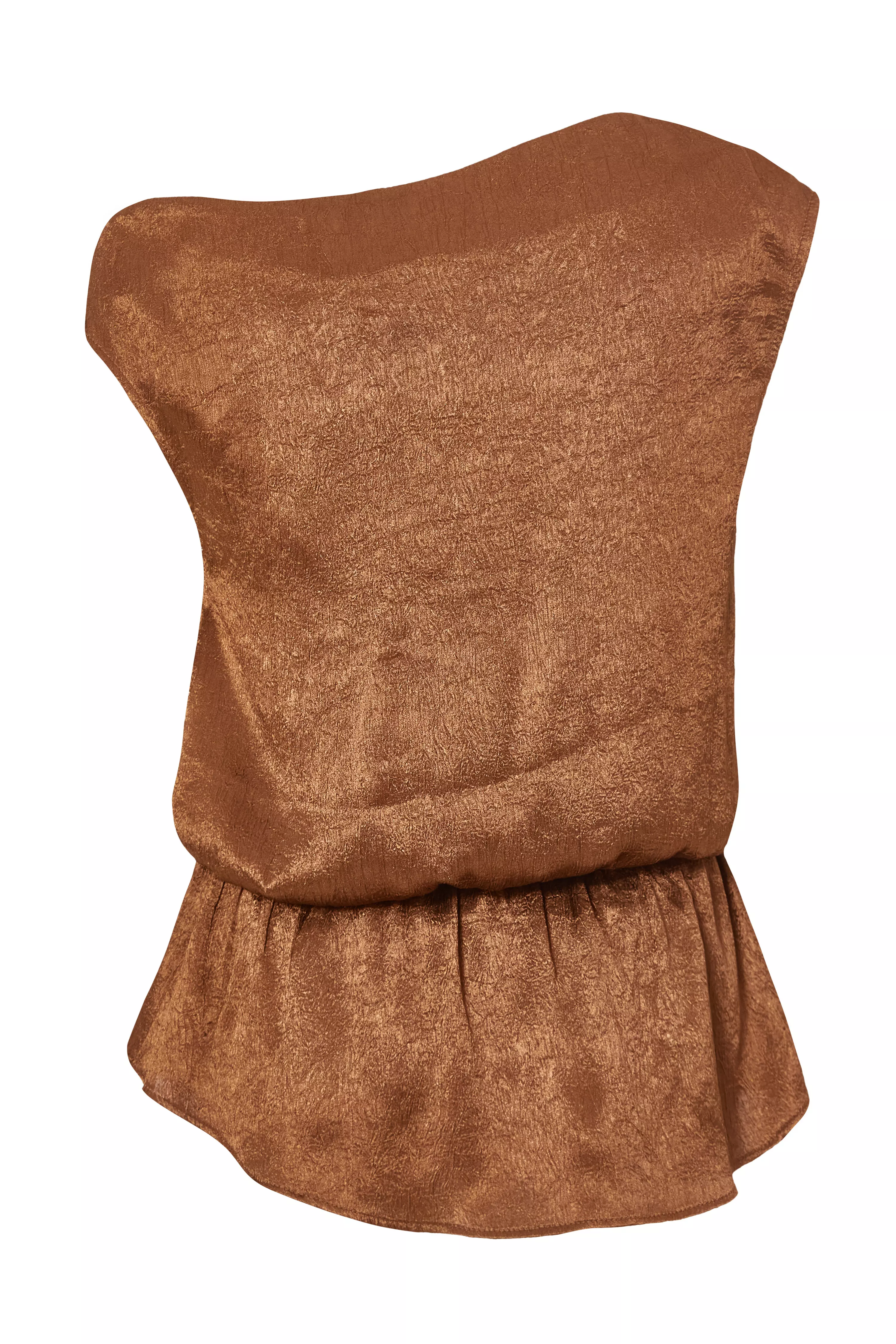 Brown Textured Satin Top
