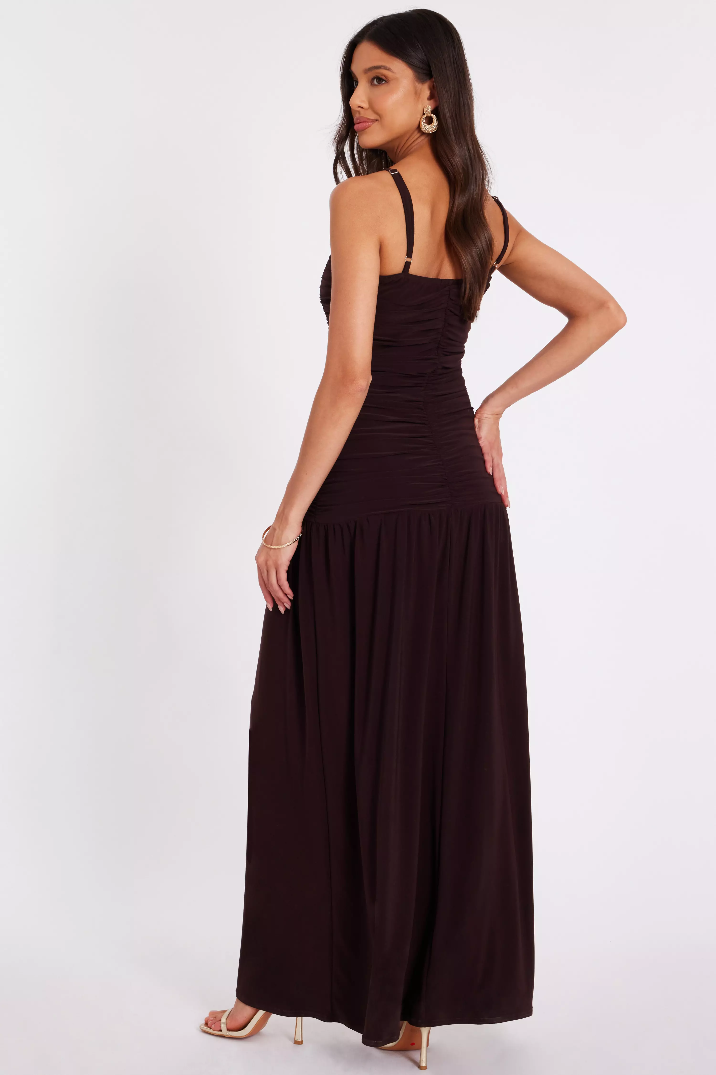 Brown Drop Waist Maxi Dress