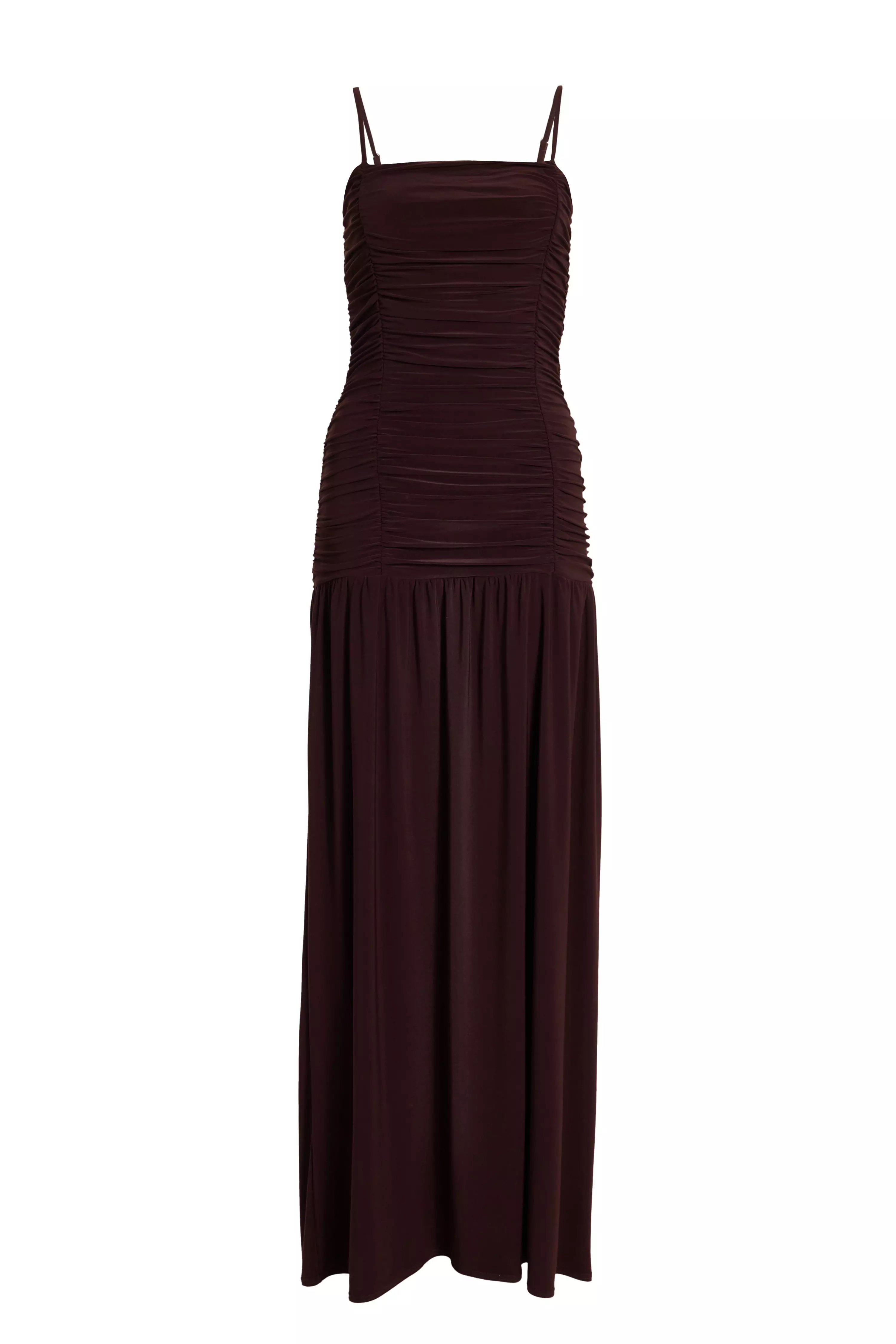 Brown Drop Waist Maxi Dress