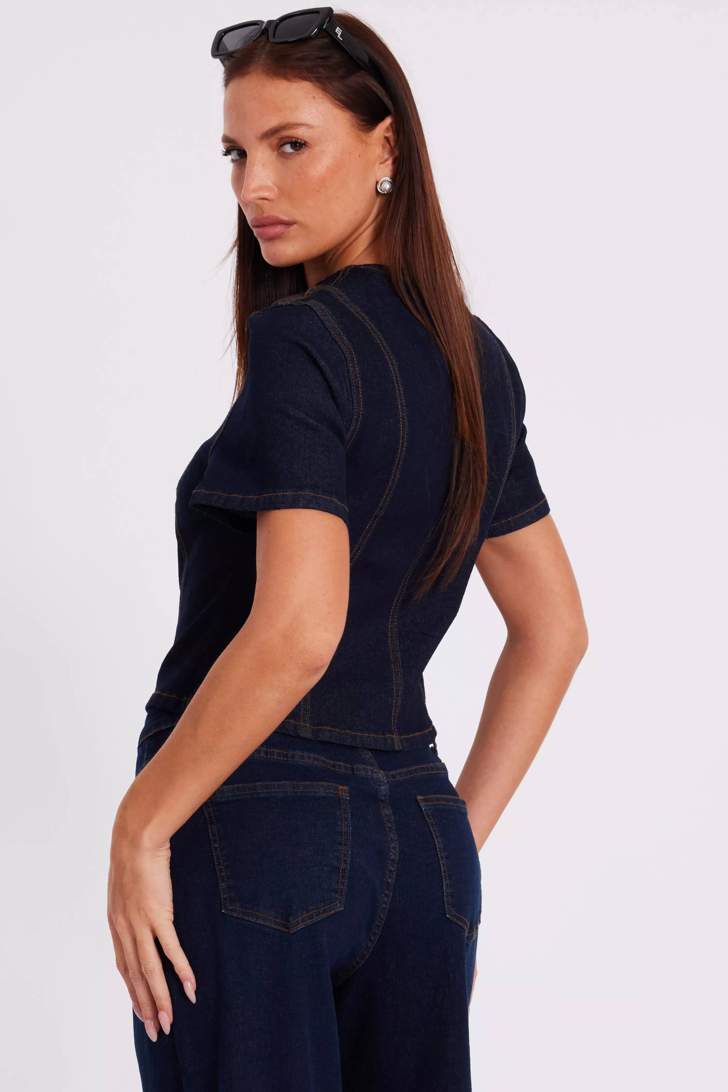 Indigo Denim Button Front Top