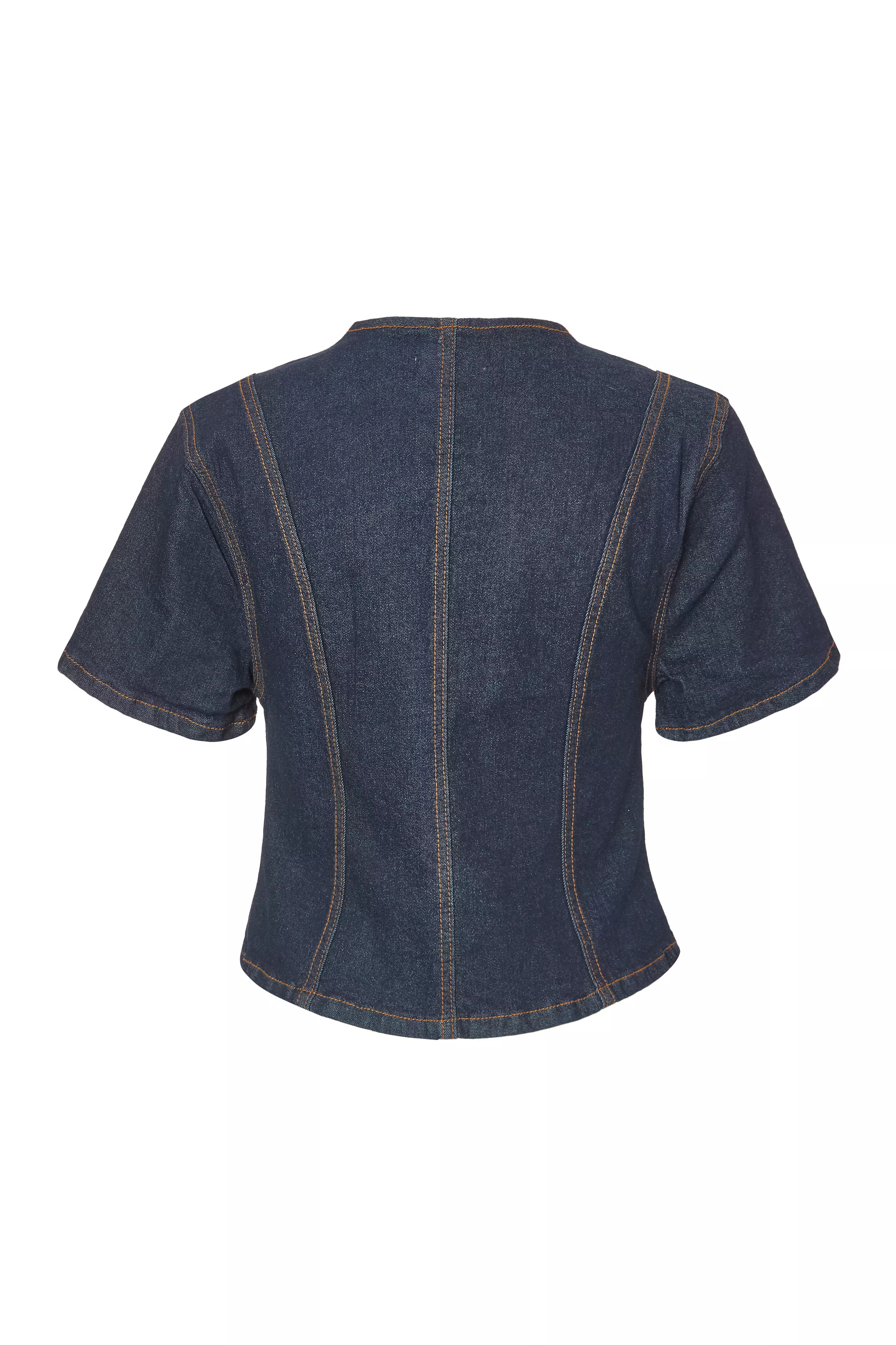 Indigo Denim Button Front Top