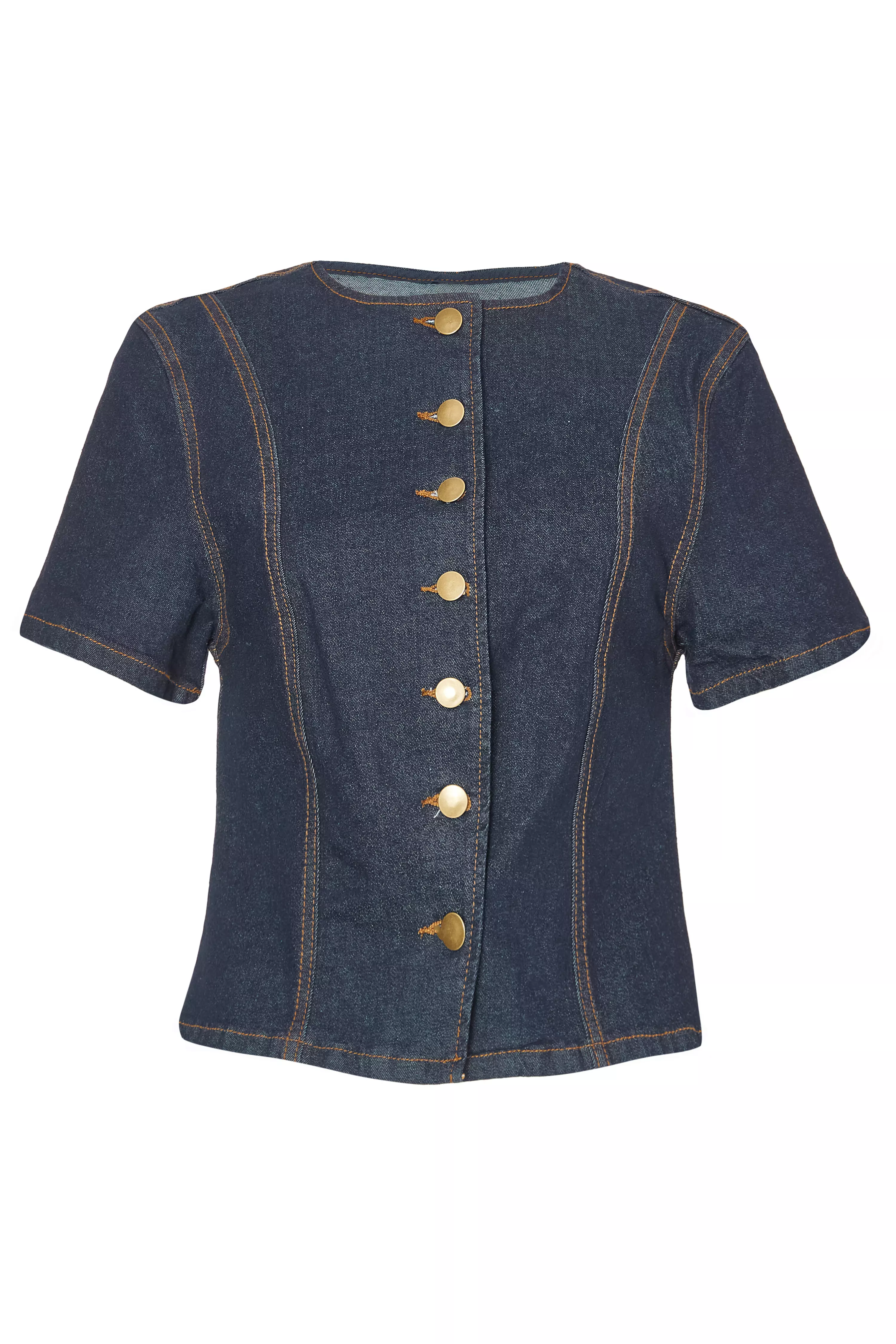 Indigo Denim Button Front Top
