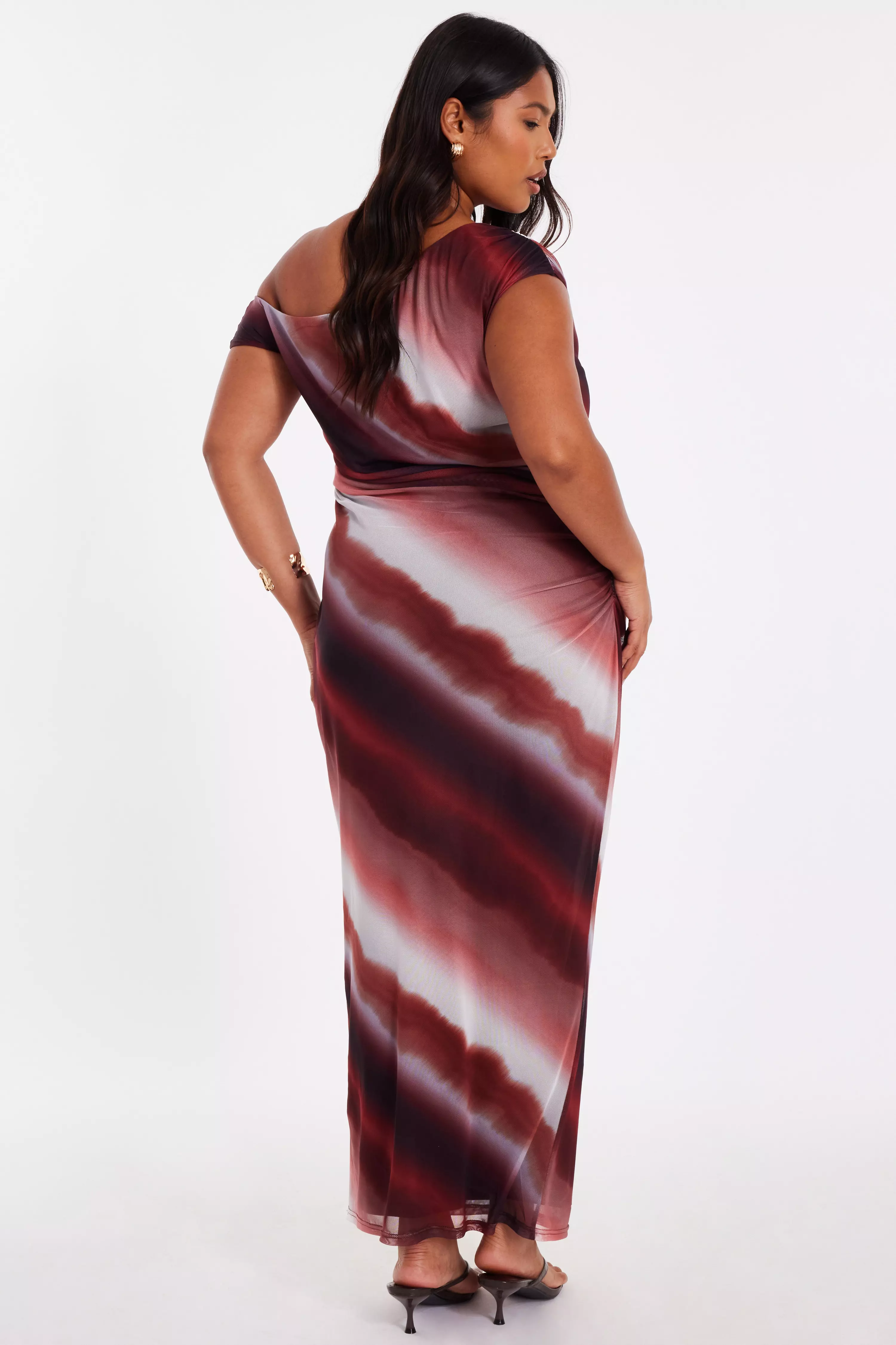Curve Brown Mesh Ombre Midaxi Dress
