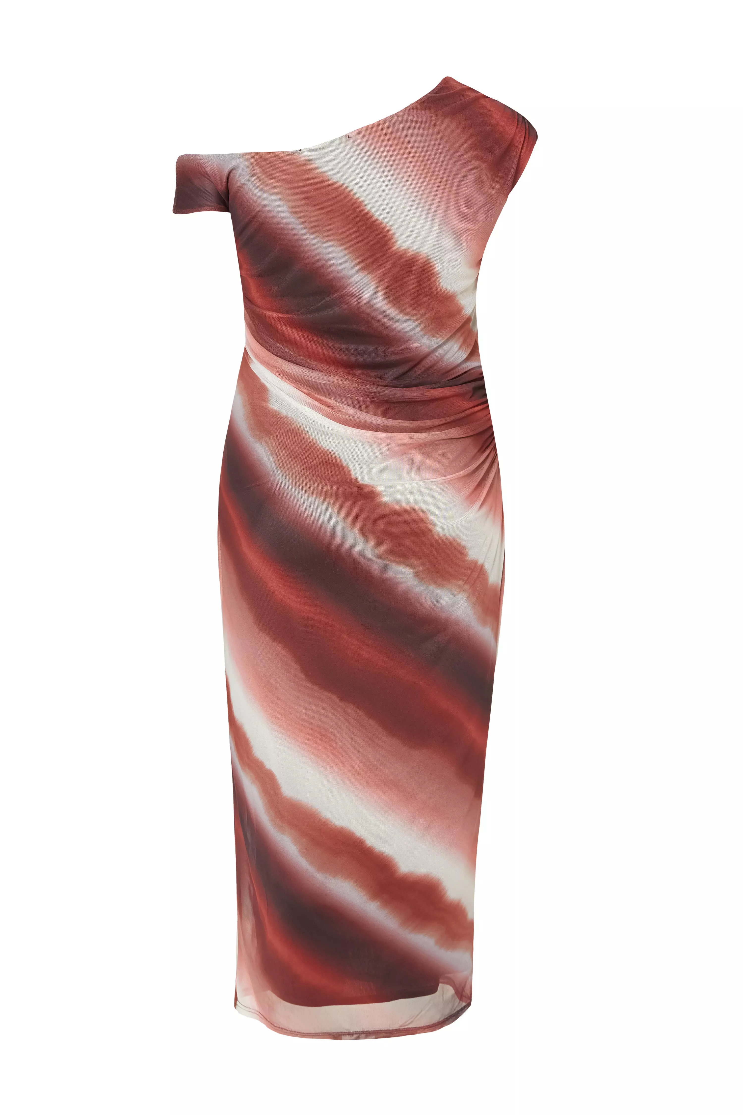 Curve Brown Mesh Ombre Midaxi Dress