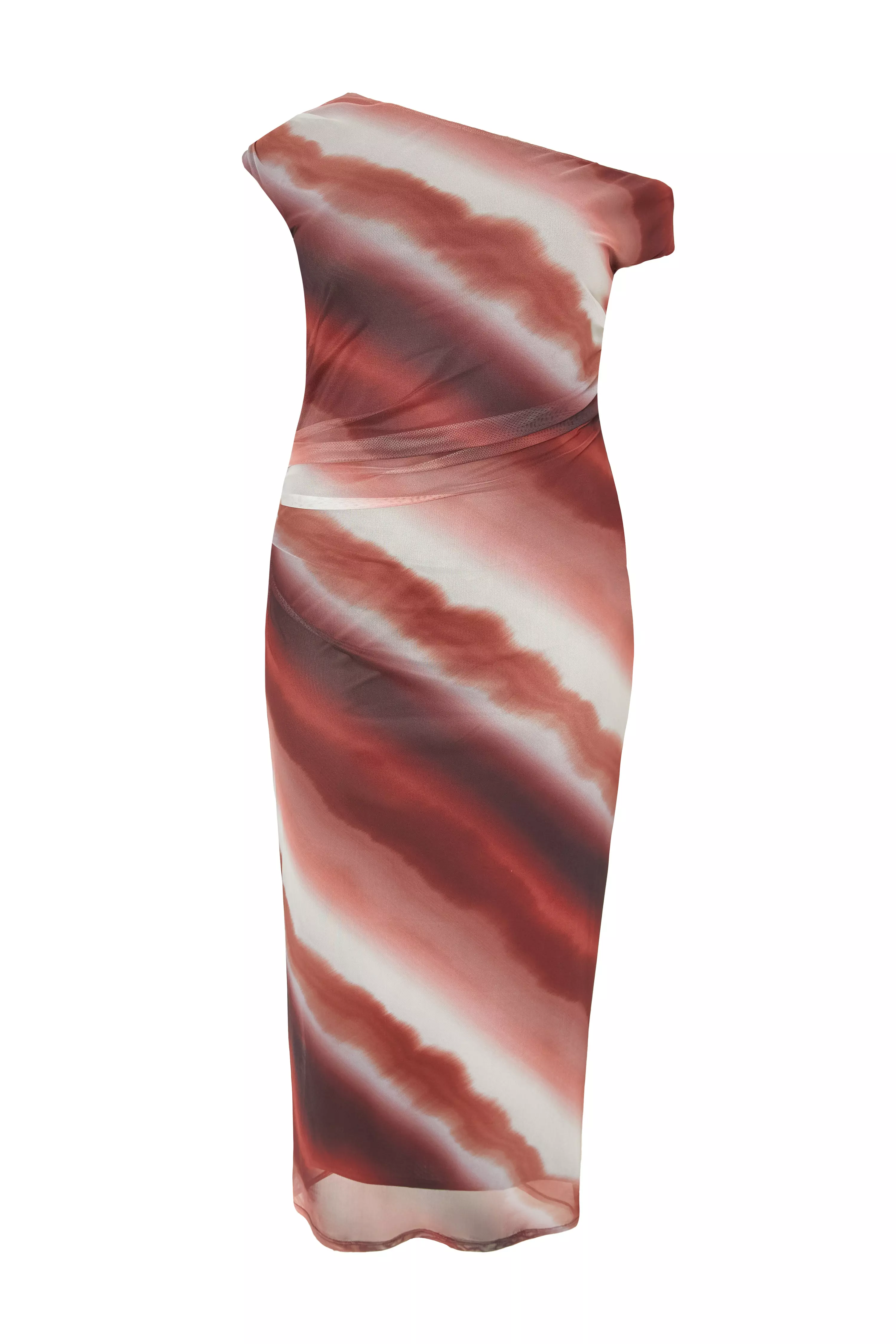 Curve Brown Mesh Ombre Midaxi Dress