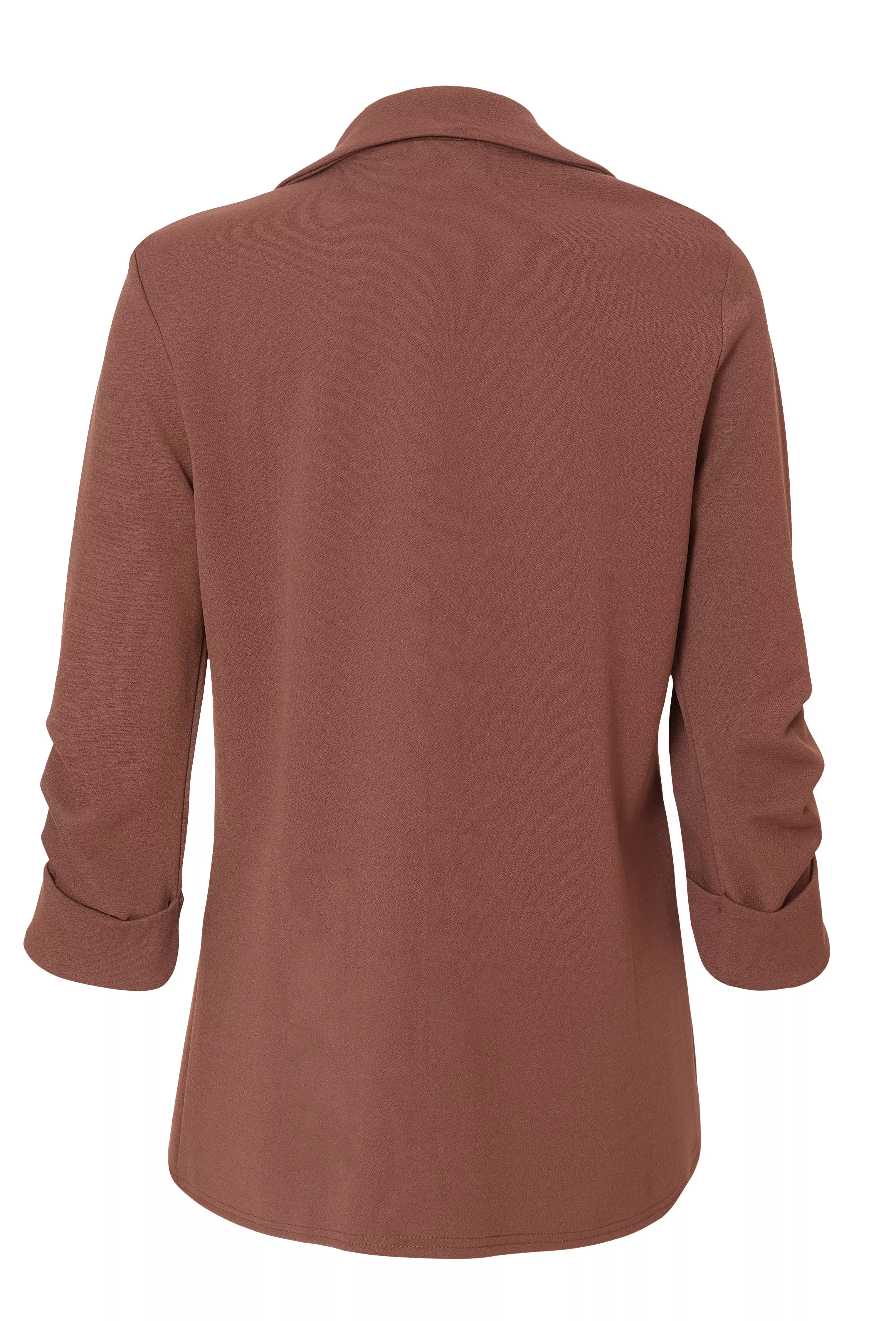 Petite Brown Ruched Sleeve Blazer
