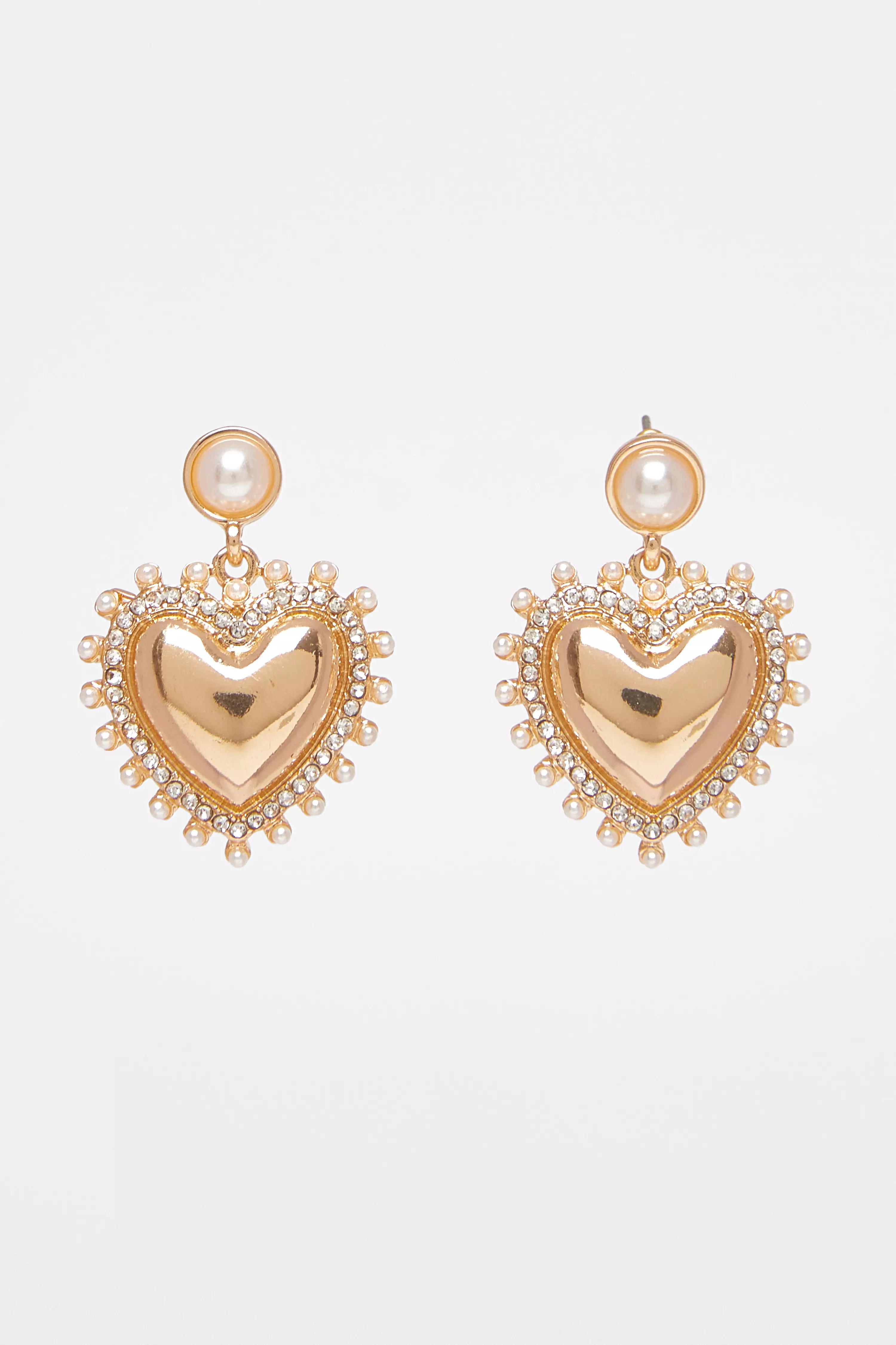 Gold Heart Drop Earrings