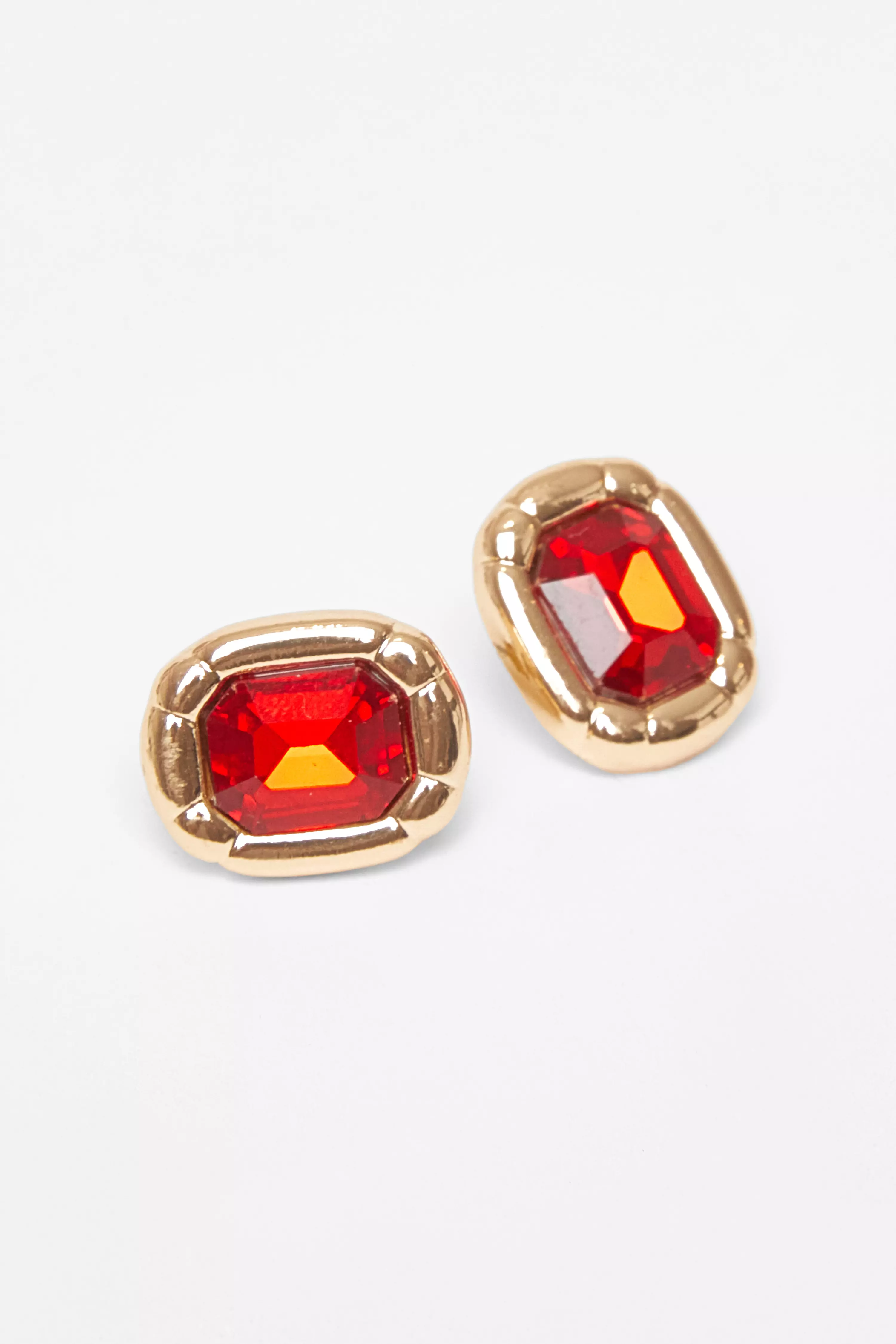 Red Jewel Stud Earrings