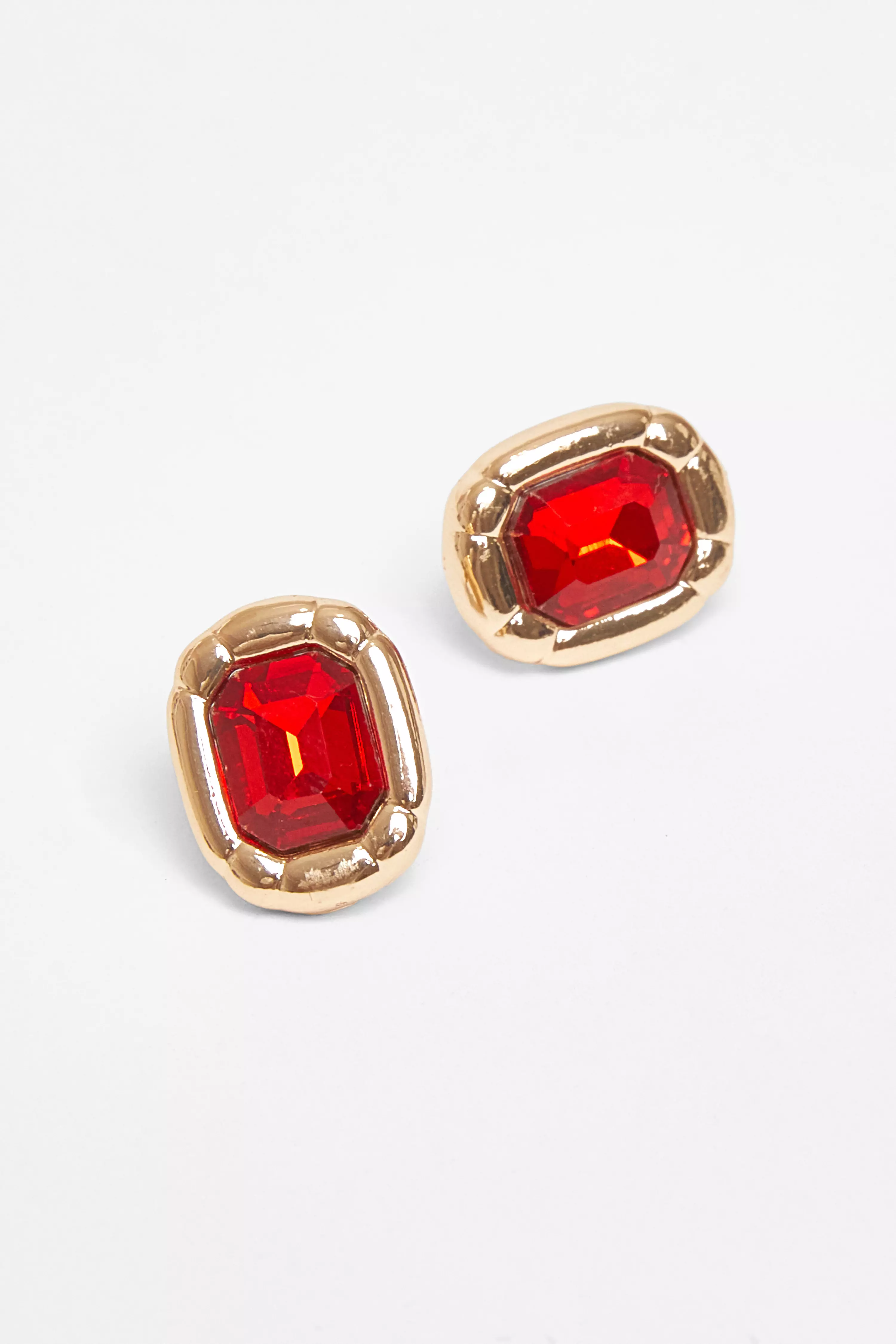 Red Jewel Stud Earrings