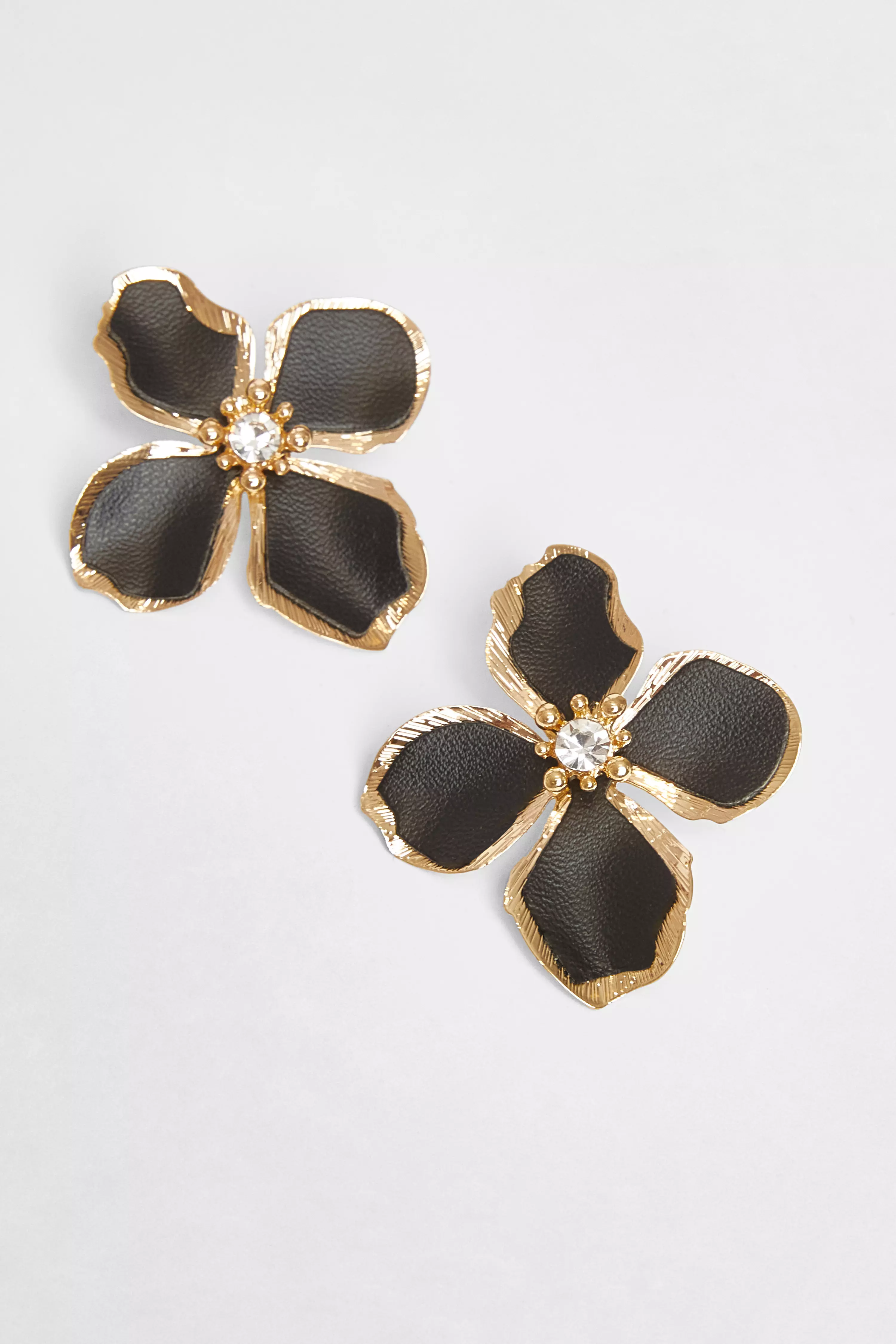 Black Oversized Flower Earrings
