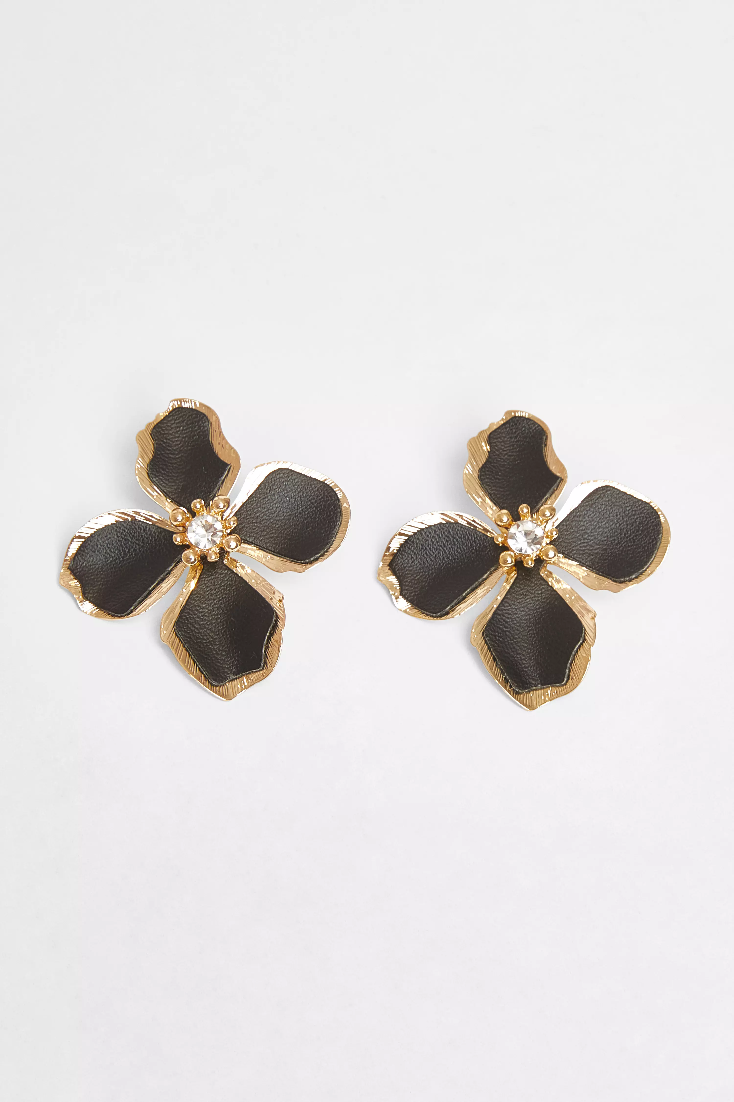 Black Oversized Flower Earrings
