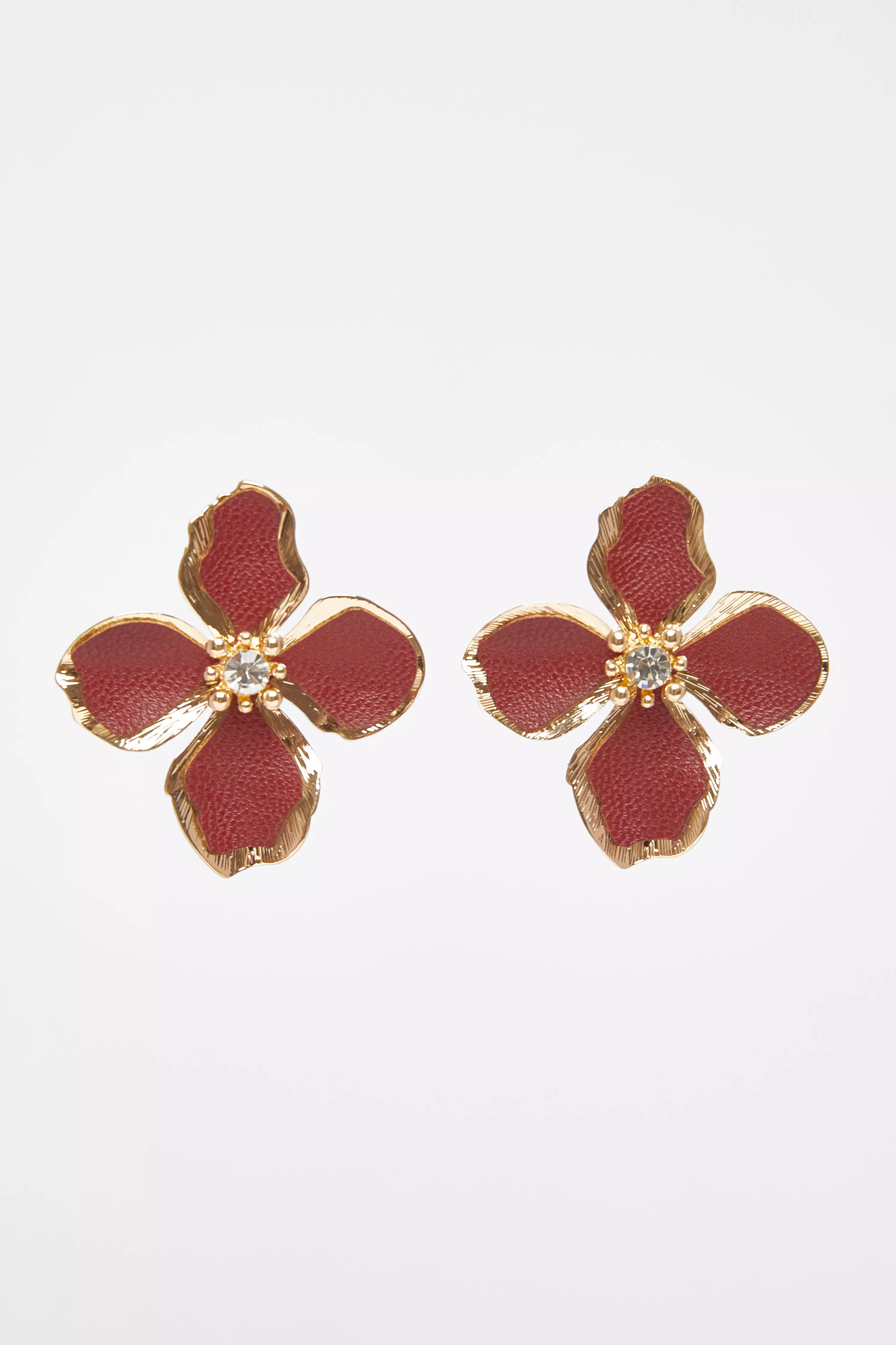 Dark Red Oversized Flower Earrings