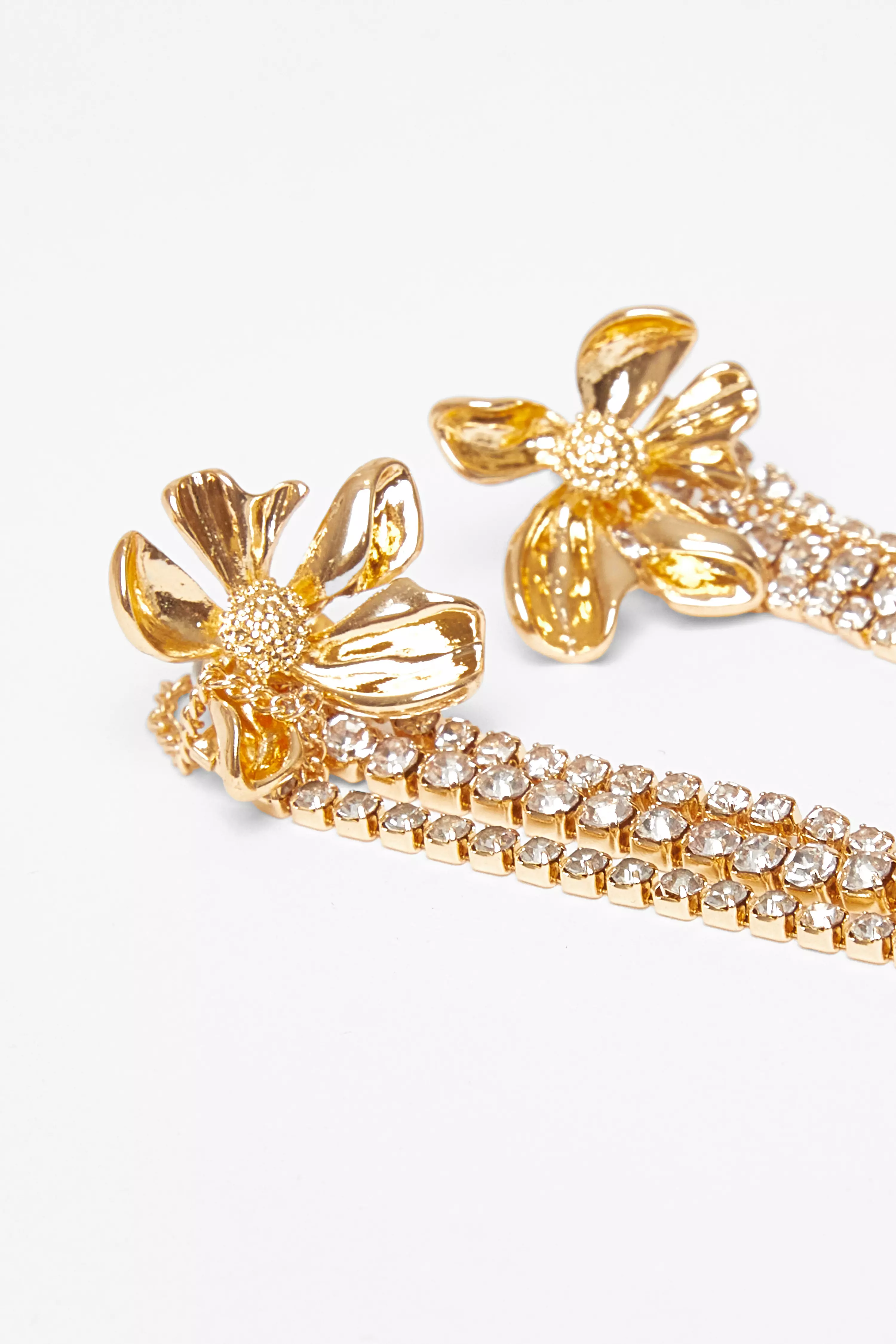 Gold Flower Fringe Earrings