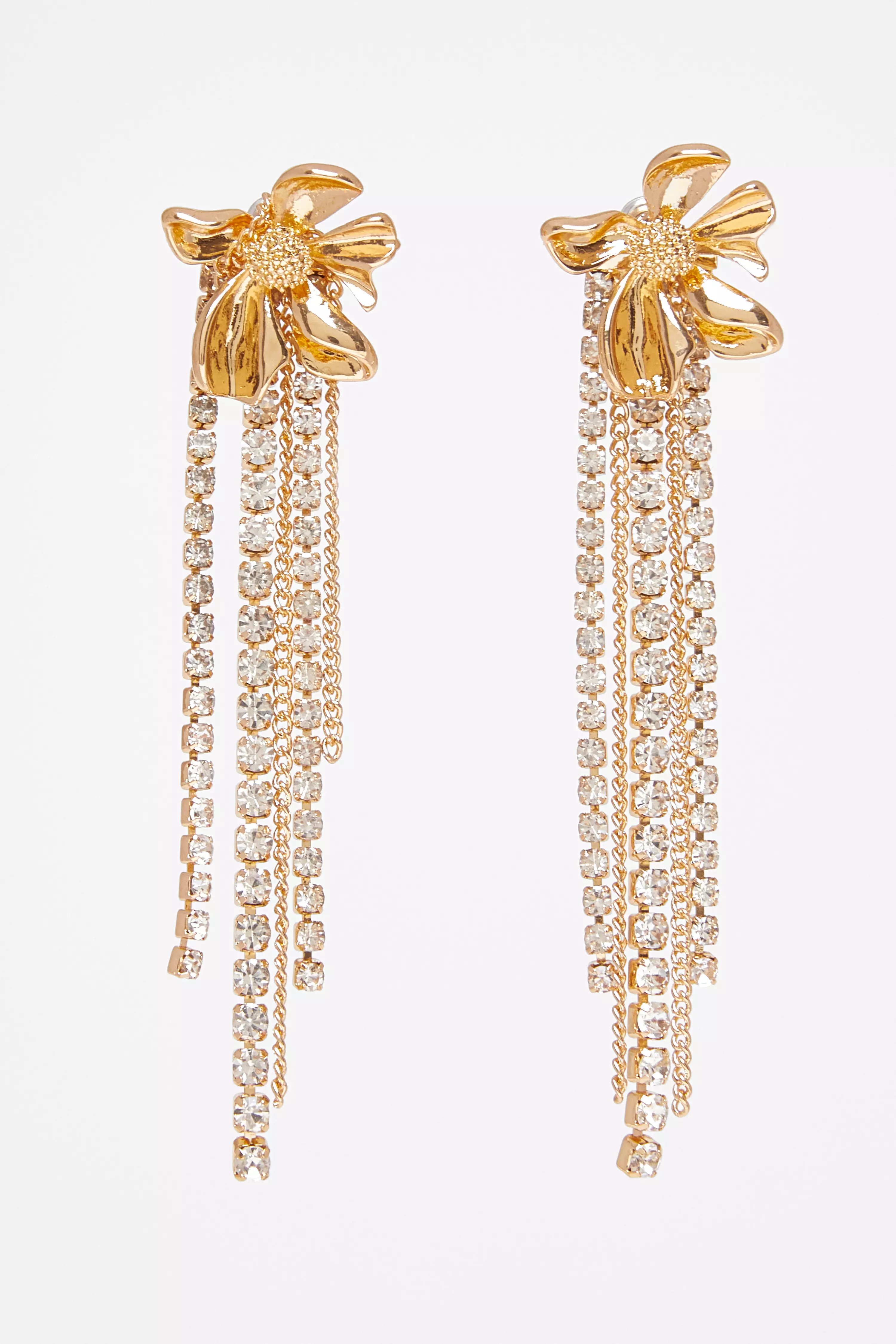 Gold Flower Fringe Earrings