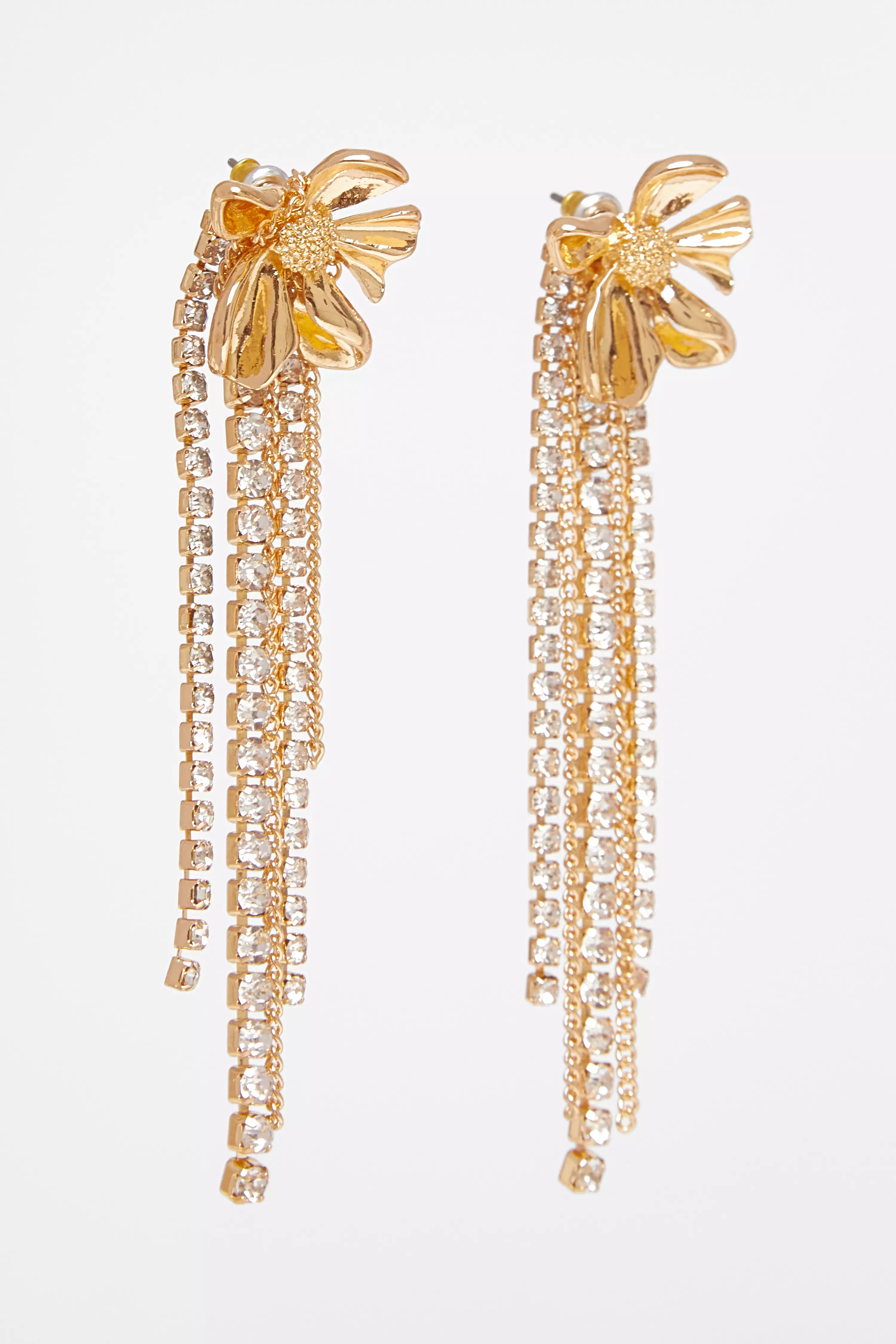 Gold Flower Fringe Earrings