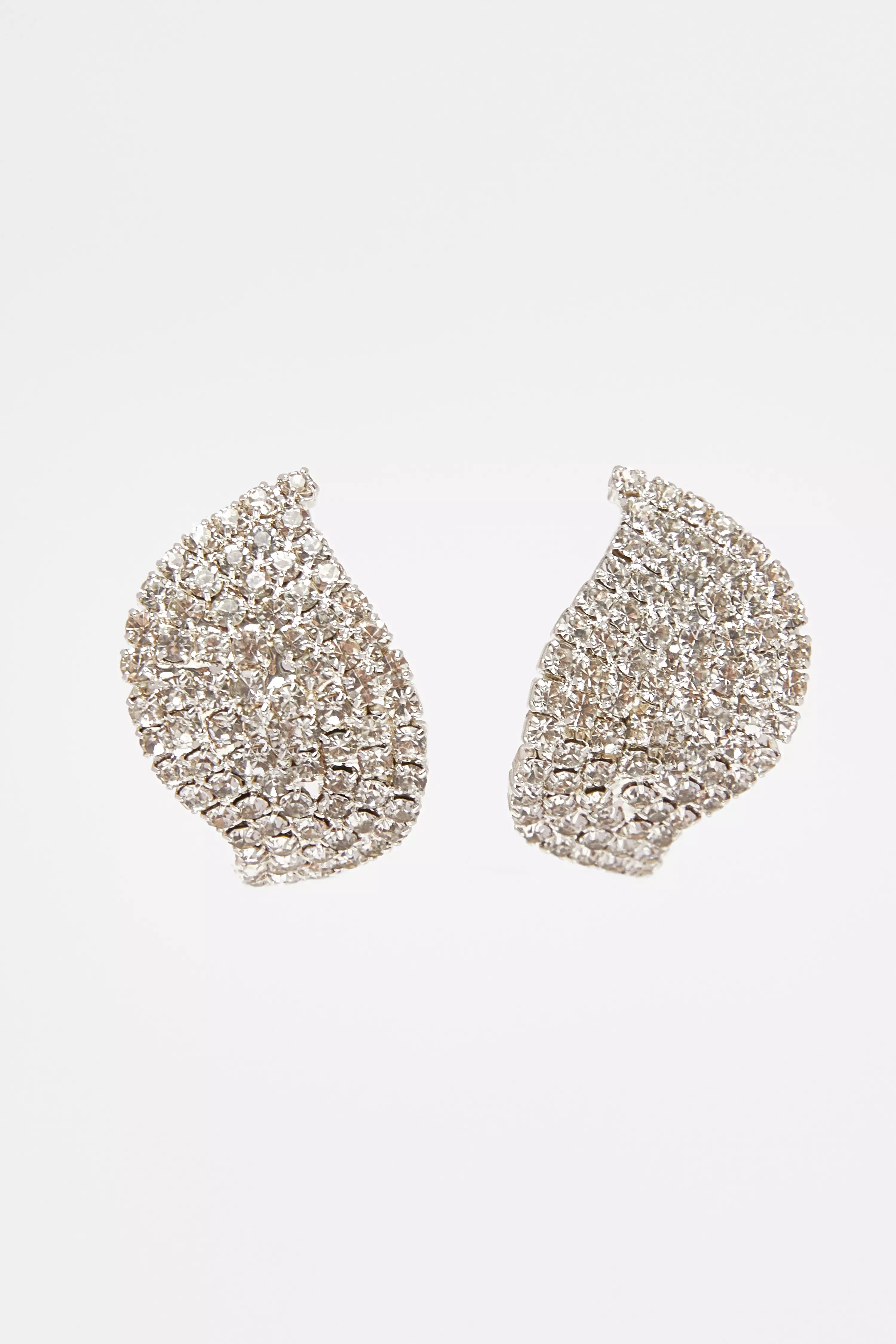 Silver Diamante Curve Earrings