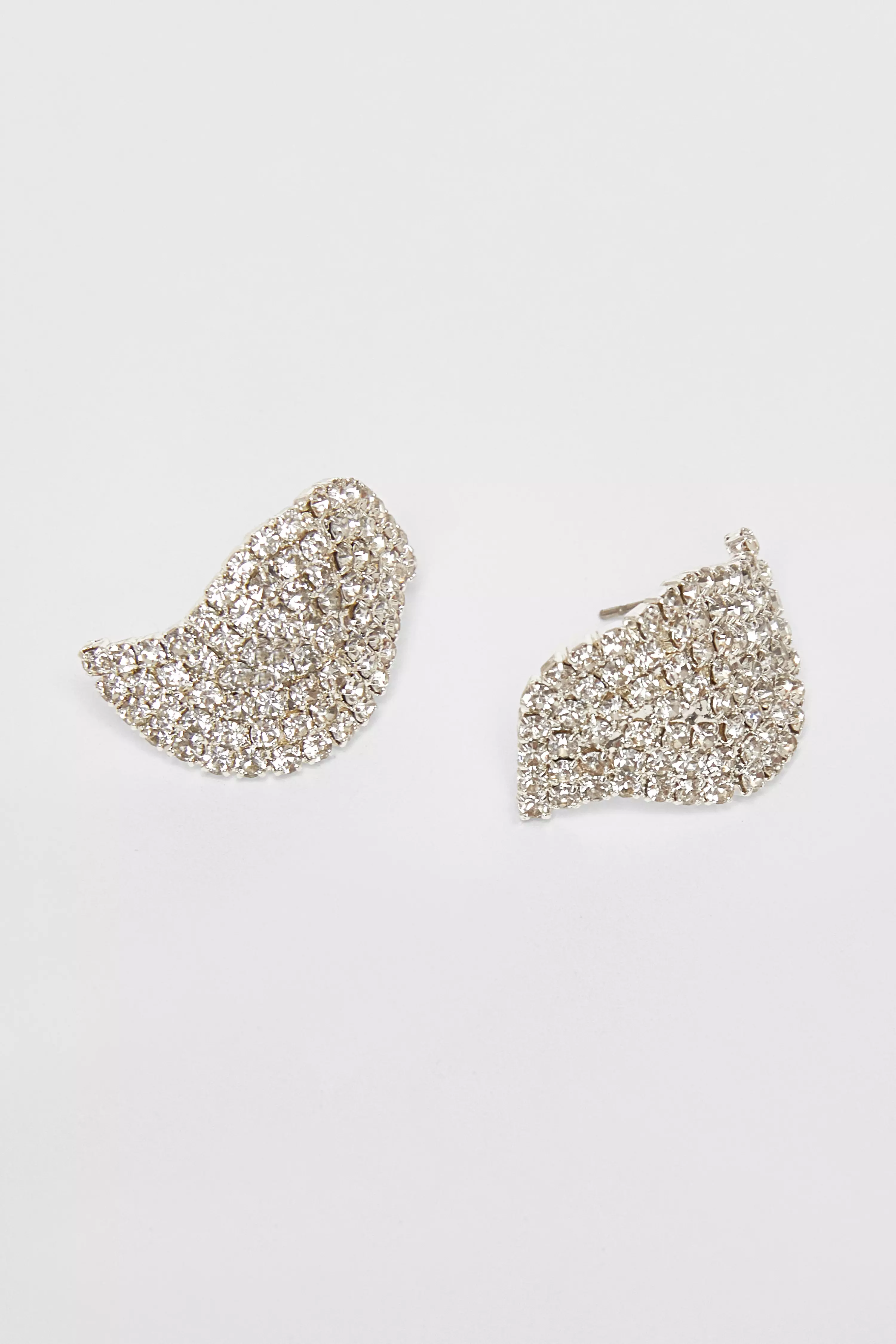 Silver Diamante Curve Earrings