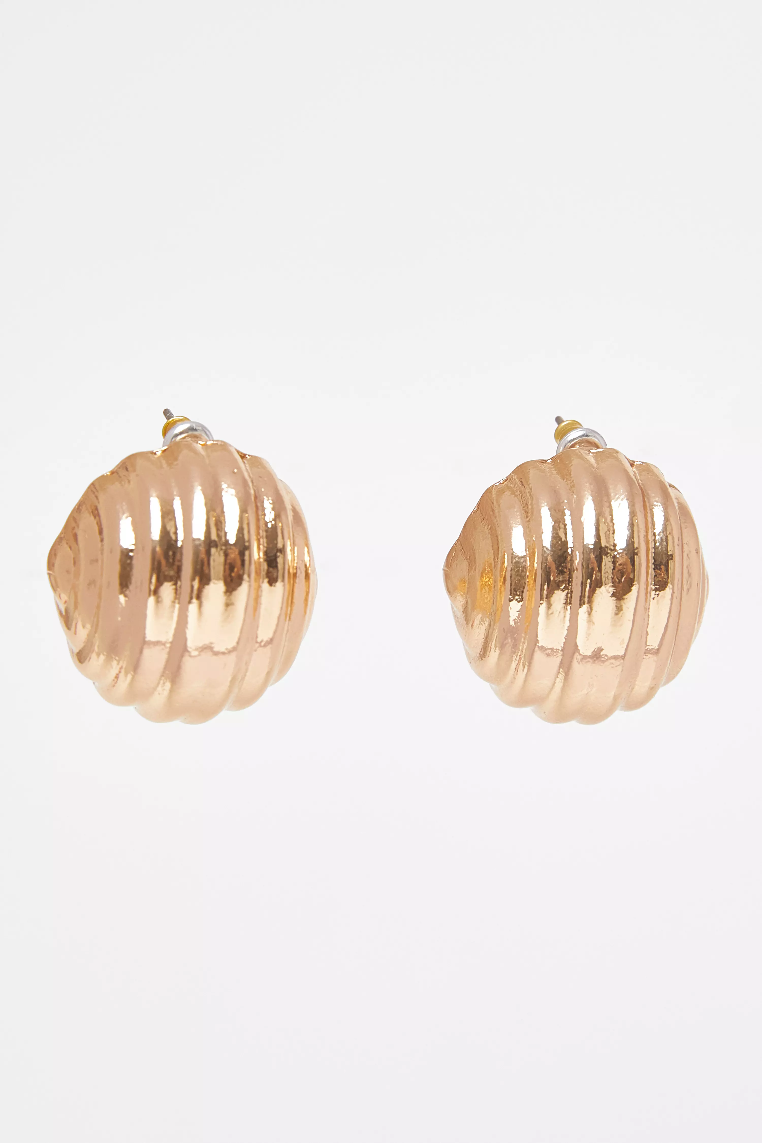 Gold Textured Dome Stud Earrings
