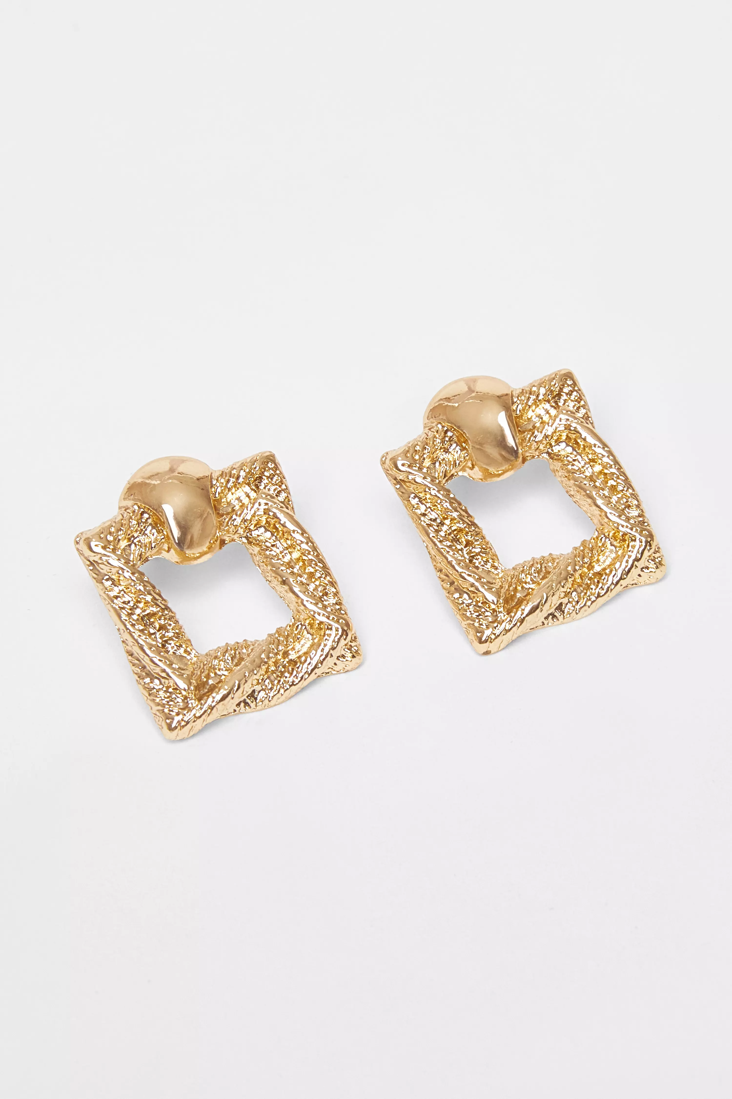 Gold Square Door Knocker Earrings