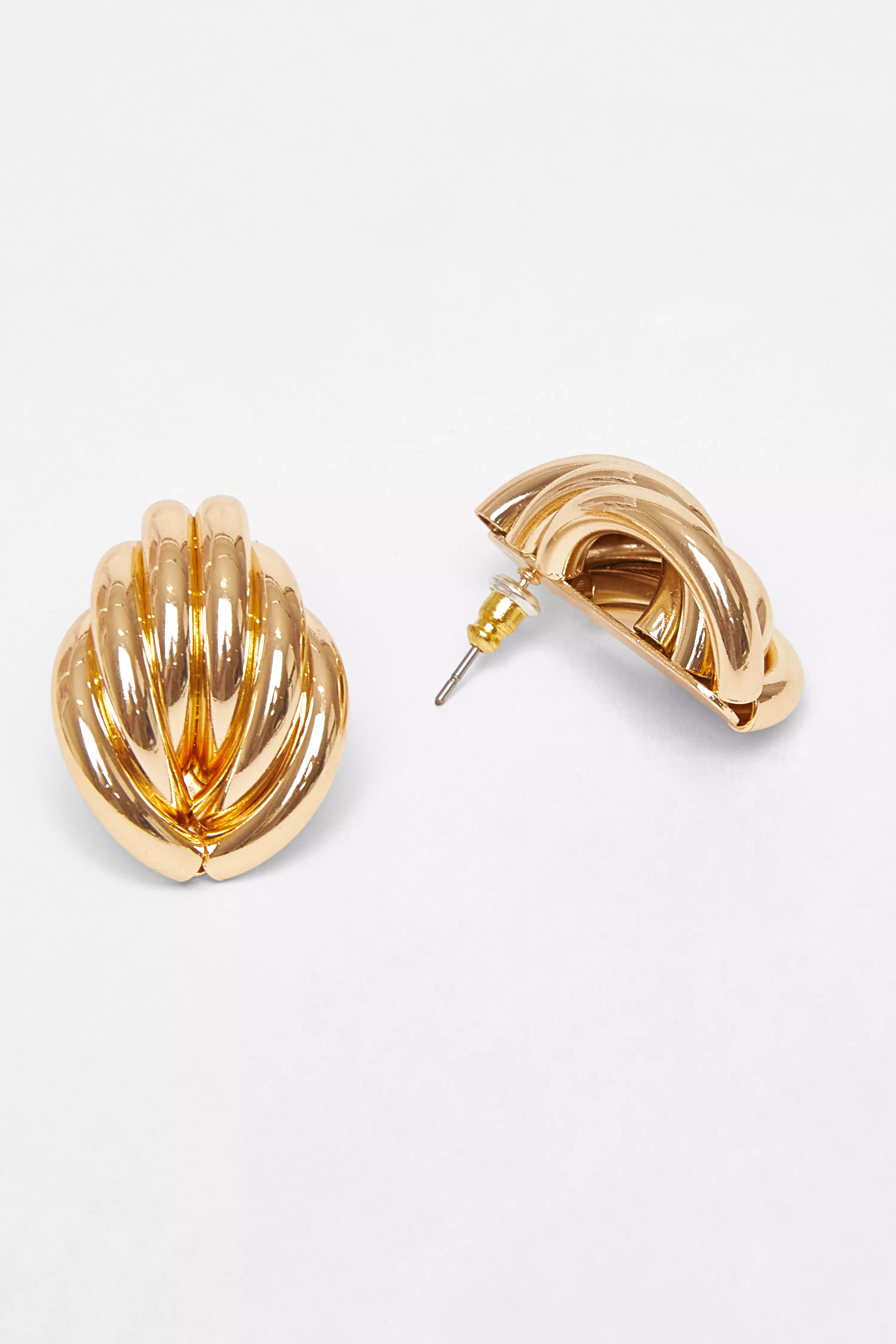Gold Textured Tear Drop Earrings