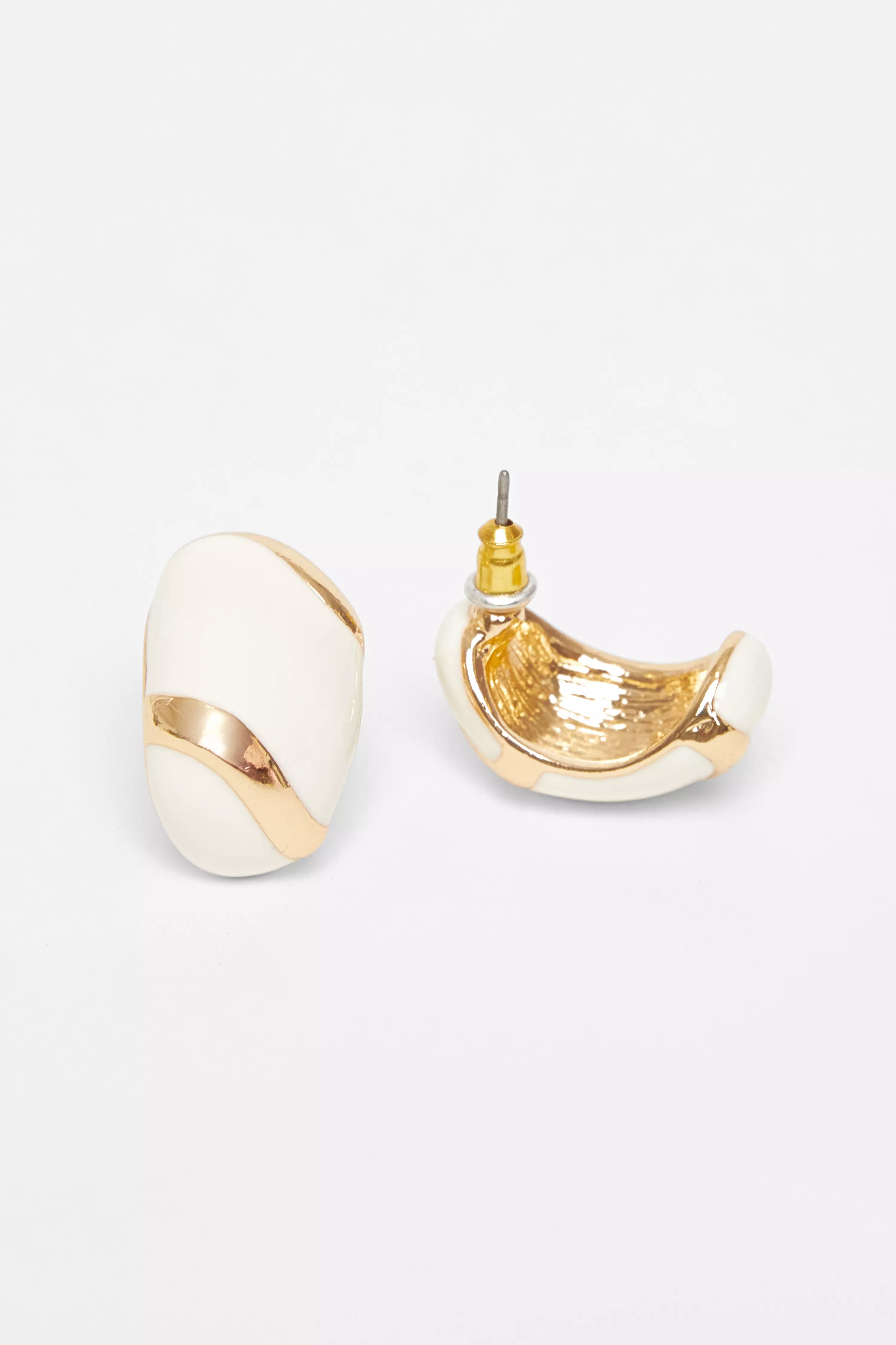 White Enamel Stud Earrings