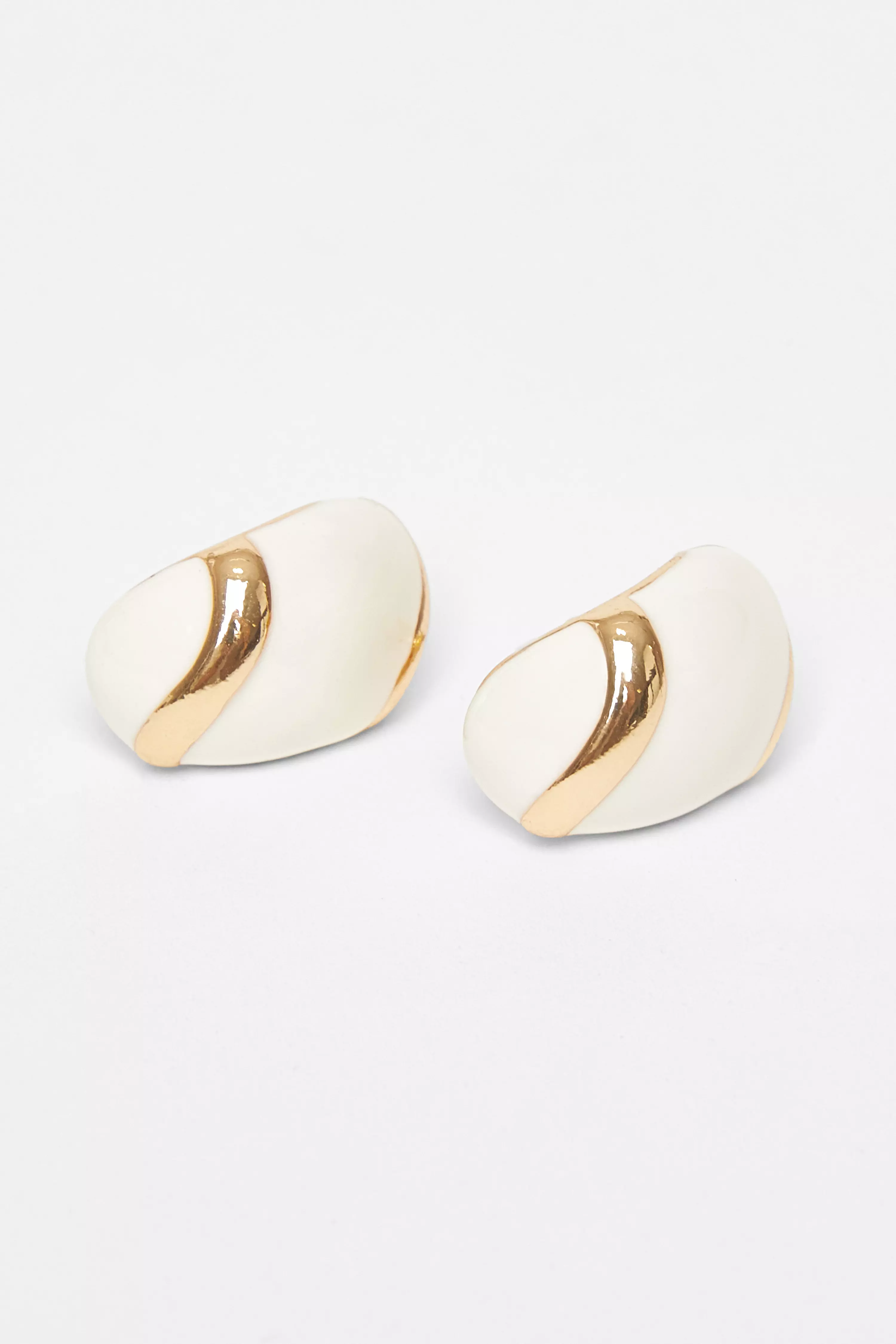 White Enamel Stud Earrings