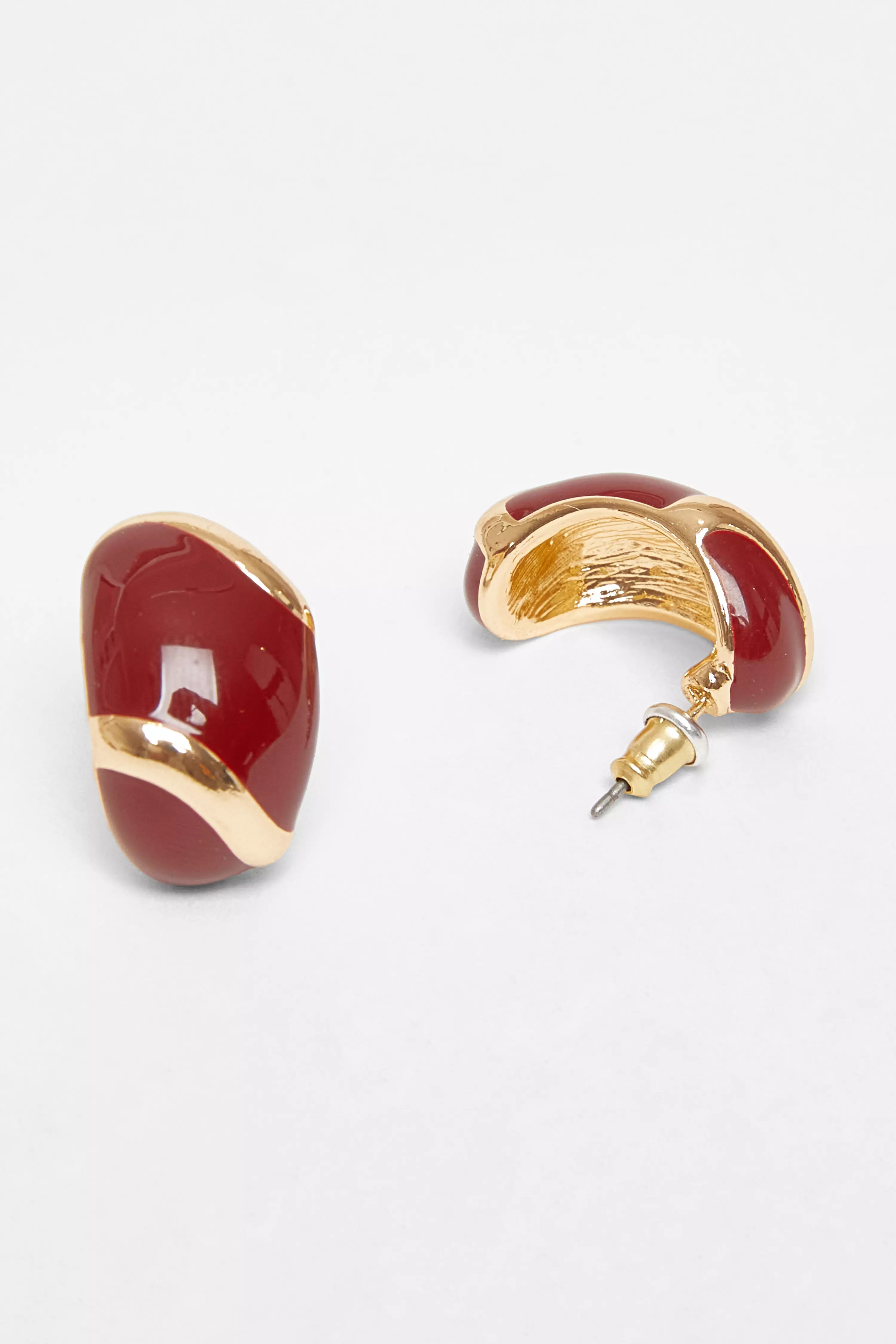 Dark Red Enamel Stud Earrings