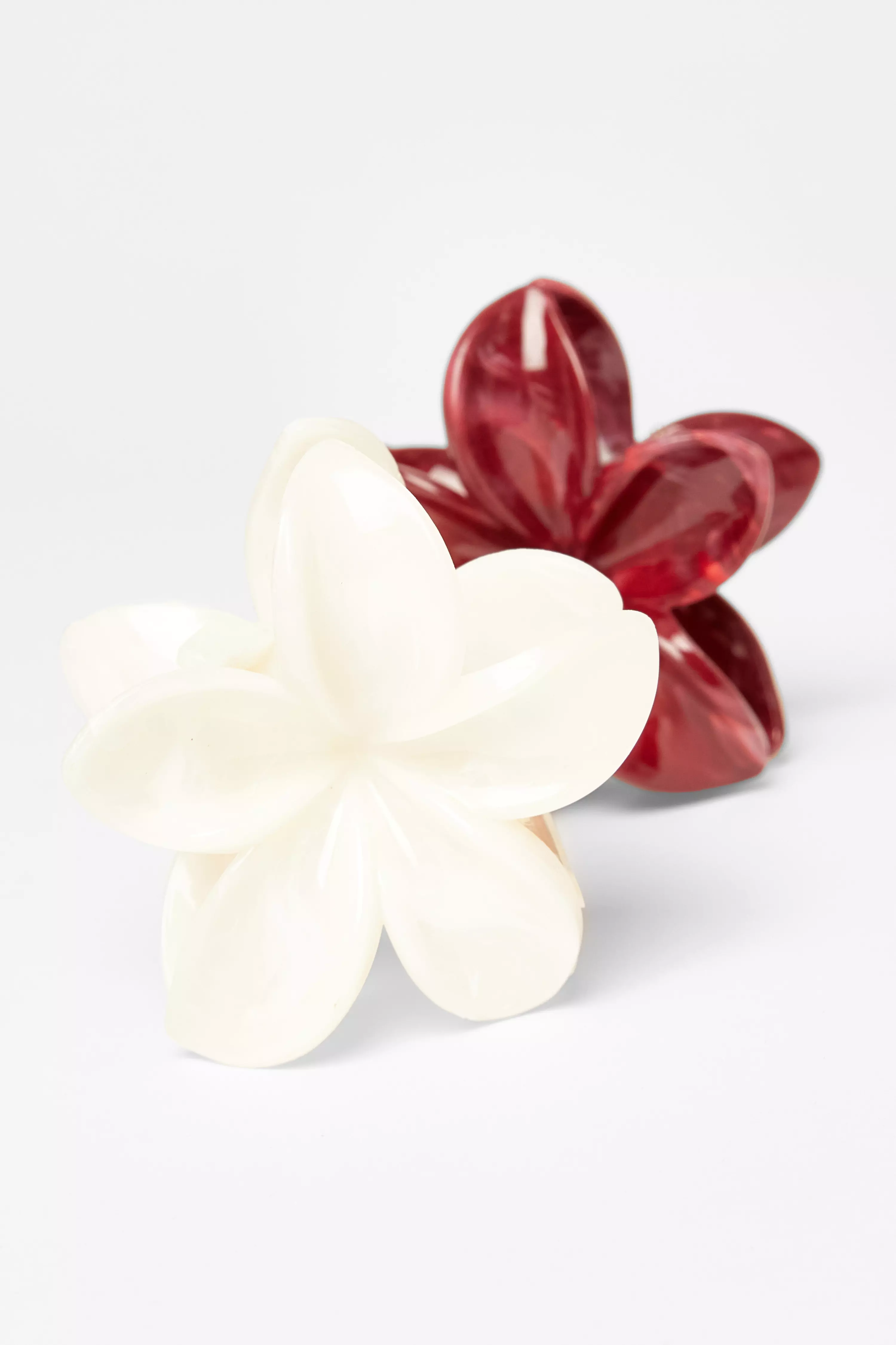 Dark Red Flower Hair Claw Set